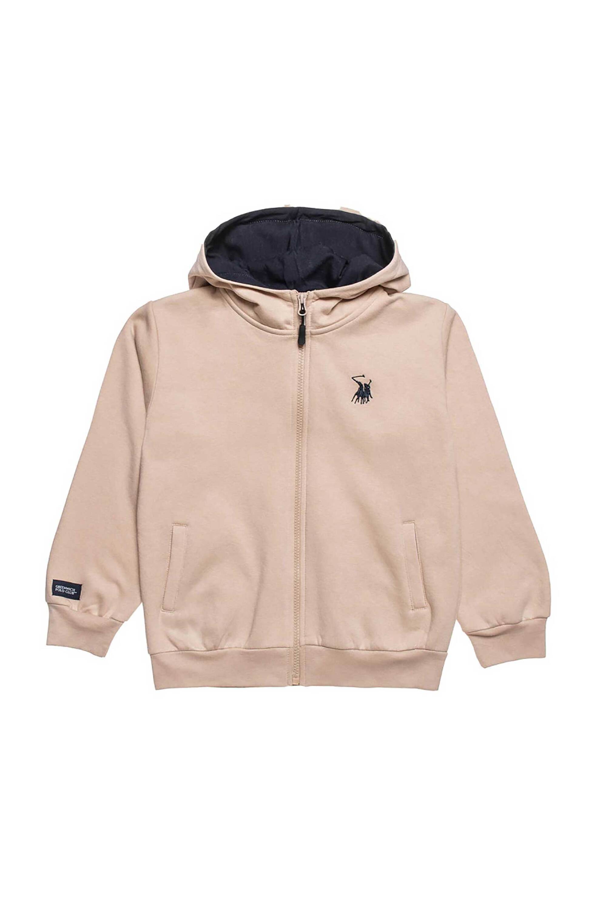 Alouette παιδική ζακέτα φούτερ με κουκούλα "Greenwich Polo Club" (2 - 16 ετών) - 00160379 Μπεζ
