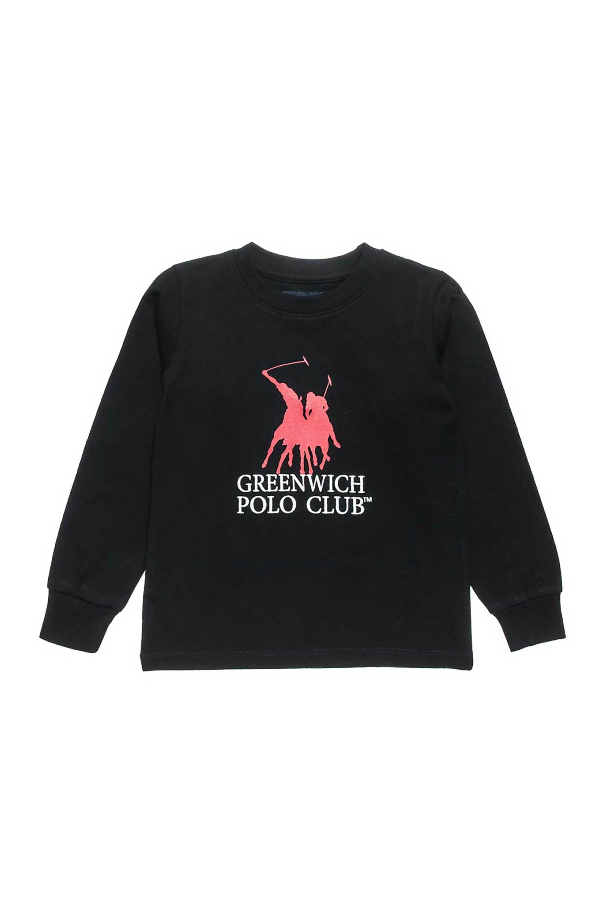 Alouette παιδική μπλούζα με ανάγλυφο λογότυπο "Greenwich Polo Club" (2 - 16 ετών) - 00121608 Μαύρο