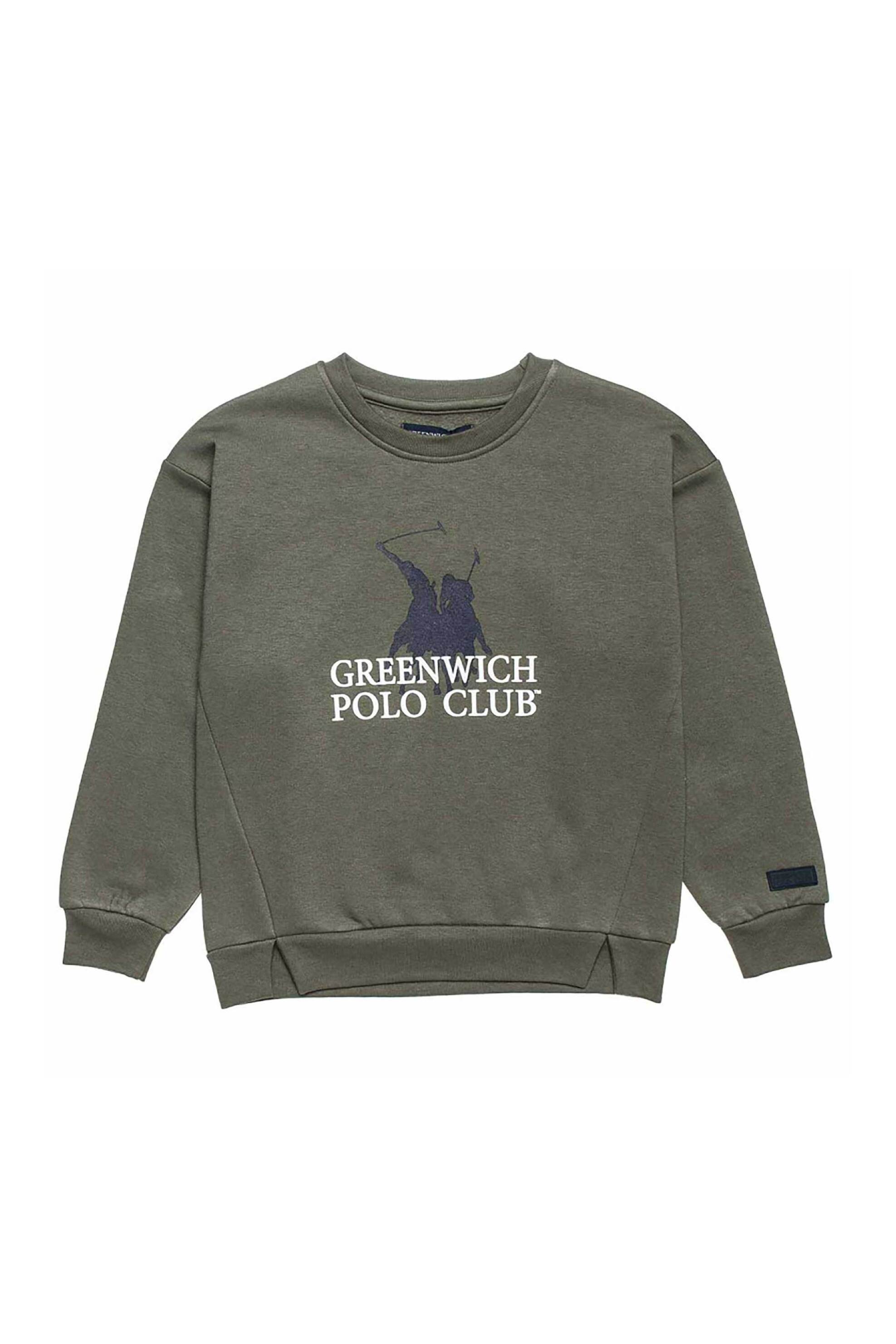 Alouette παιδική μπλούζα φούτερ με ανάγλυφο τύπωμα "Greenwich Polo Club" (2 - 16 ετών) - 00121601 Λαδί