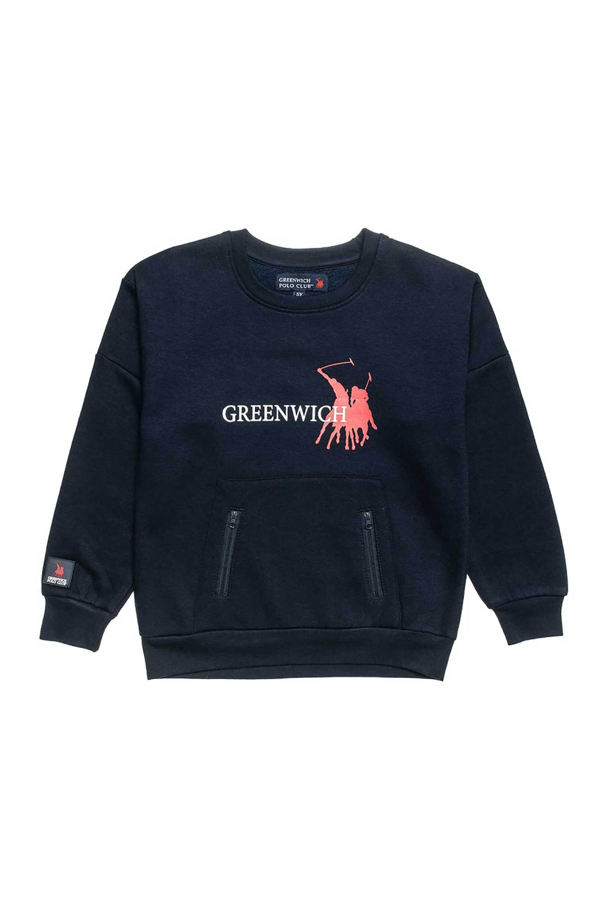 Alouette παιδική μπλούζα φούτερ με τύπωμα "Greenwich Polo Club" (2-16 ετών) - 00121600 Μπλε Σκούρο