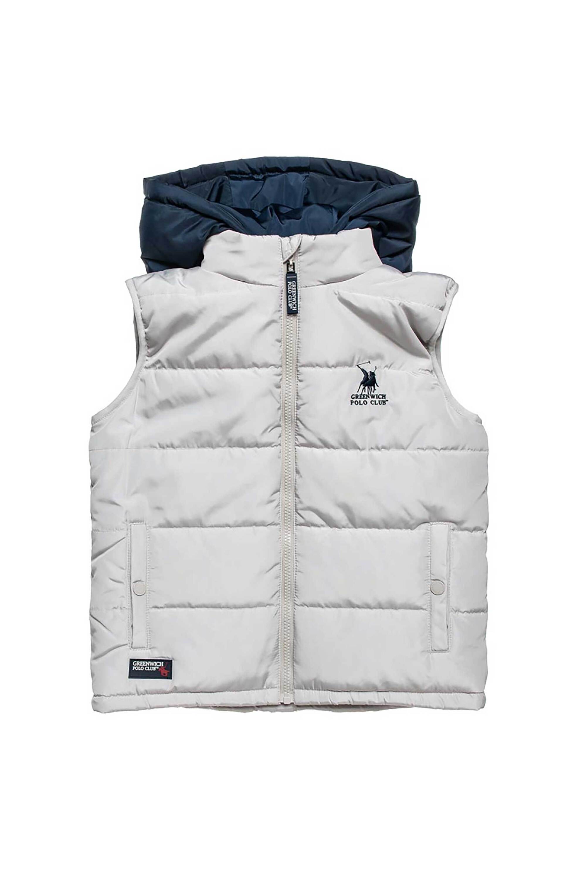 Alouette παιδικό αμάνικο μπουφάν με καπιτονέ σχέδιο και κουκούλα "Greenwich Polo Club" (2-14 ετών) - 00152009 Μπεζ