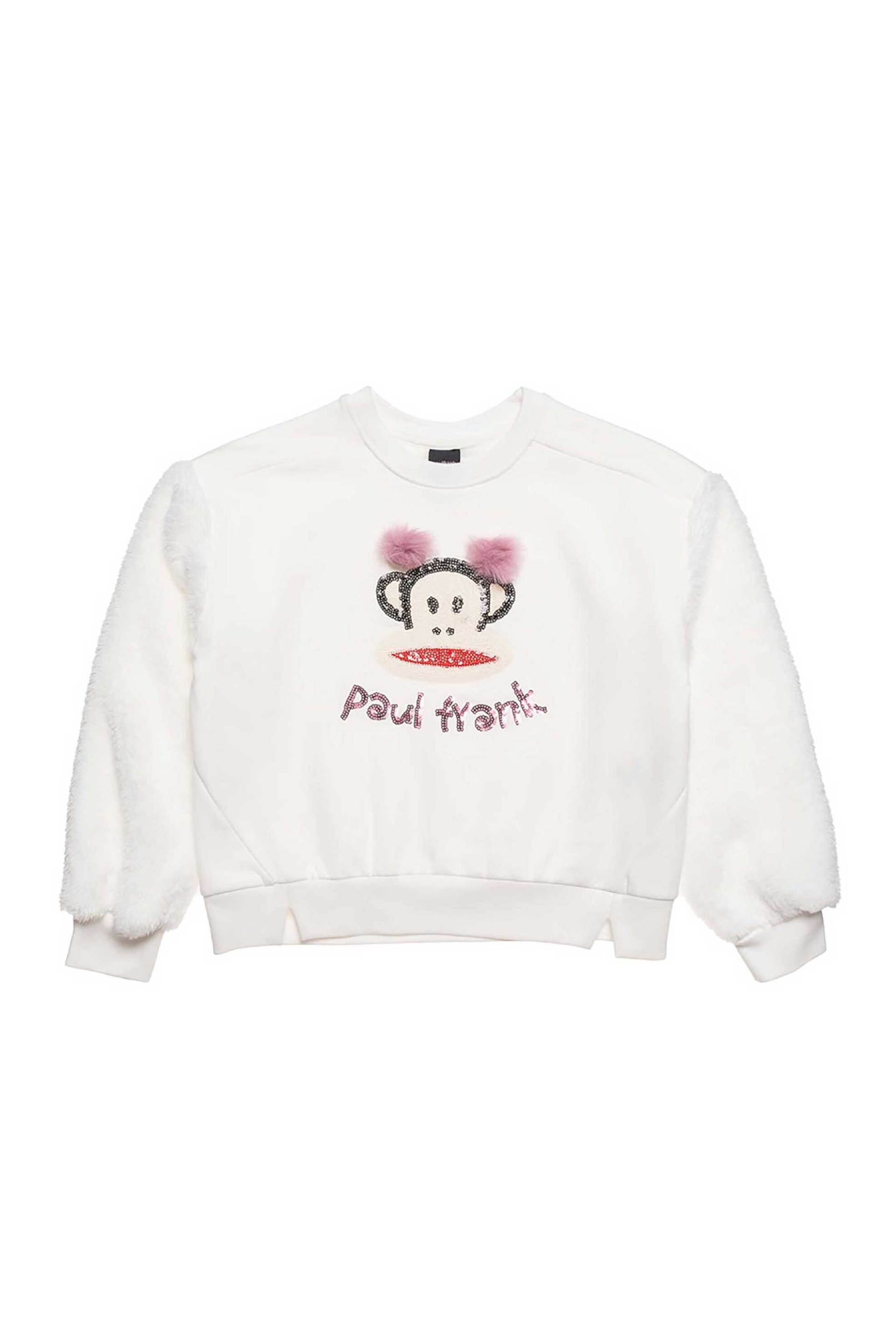 Alouette παιδική μπλούζα φούτερ με ανάγλυφο print και χνουδωτή υφή "Paul Frank" (12 μηνών-5 ετών) - 00321180 Μπεζ