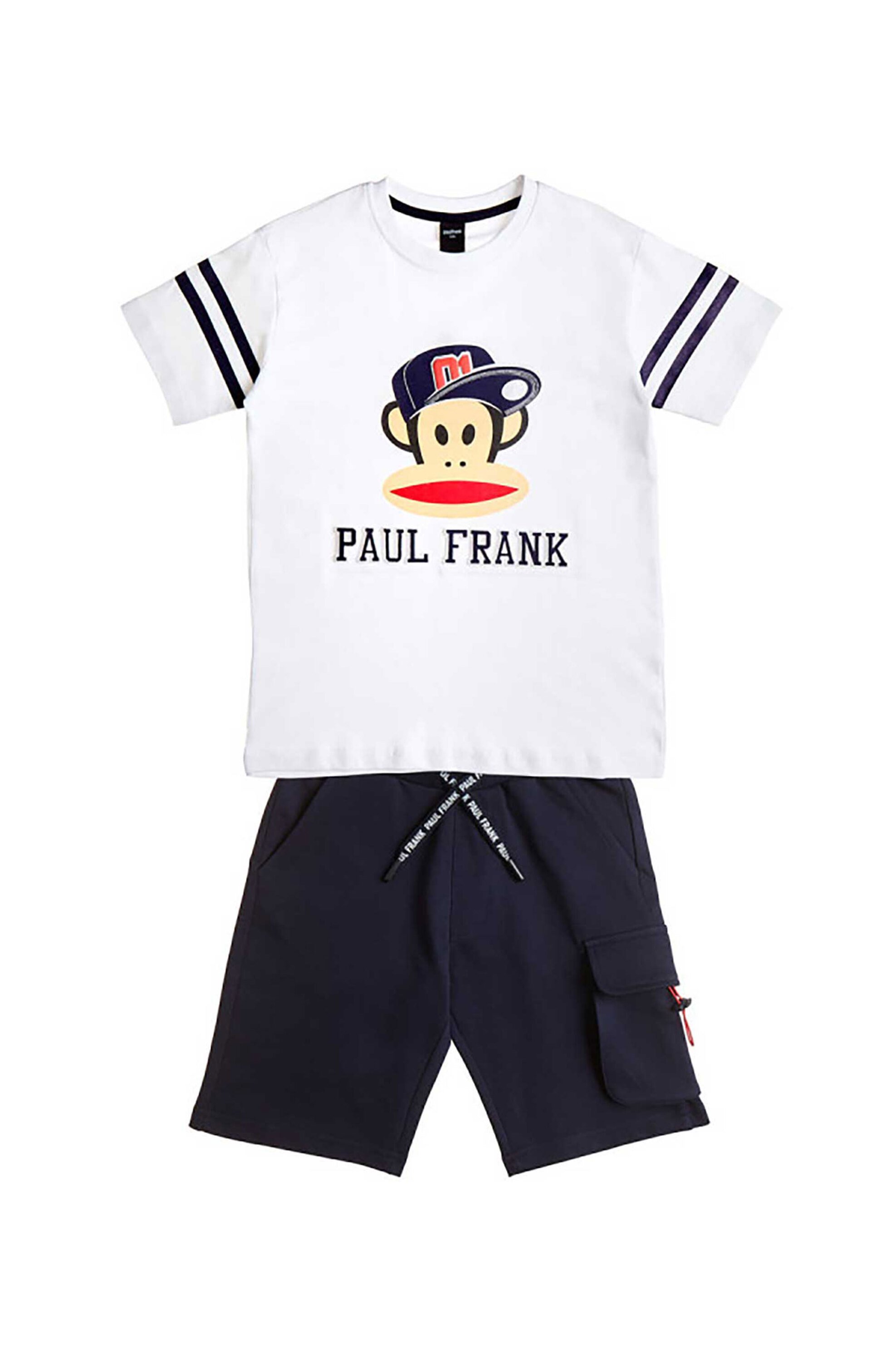 Alouette παιδικό σετ μπλούζα και βερμούδα με ανάγλυφο τύπωμα "Paul Frank" (2 τεμάχια) - 00170442 Μπλε Σκούρο
