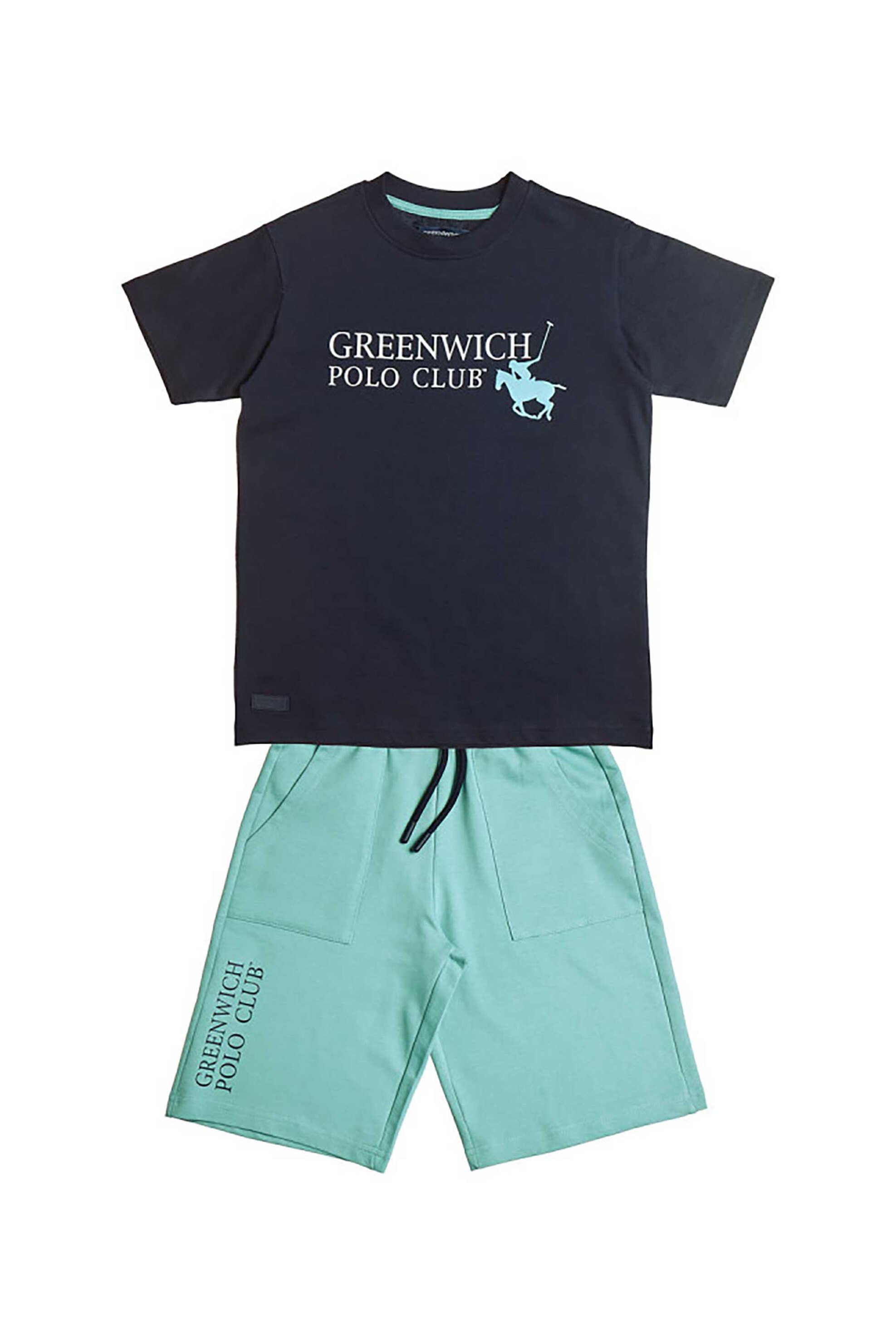 Alouette παιδικό σετ μπλούζα και βερμούδα με ανάγλυφο τύπωμα "Greenwich Polo Club" (2 τεμάχια) - 00170443 Μπλε Σκούρο