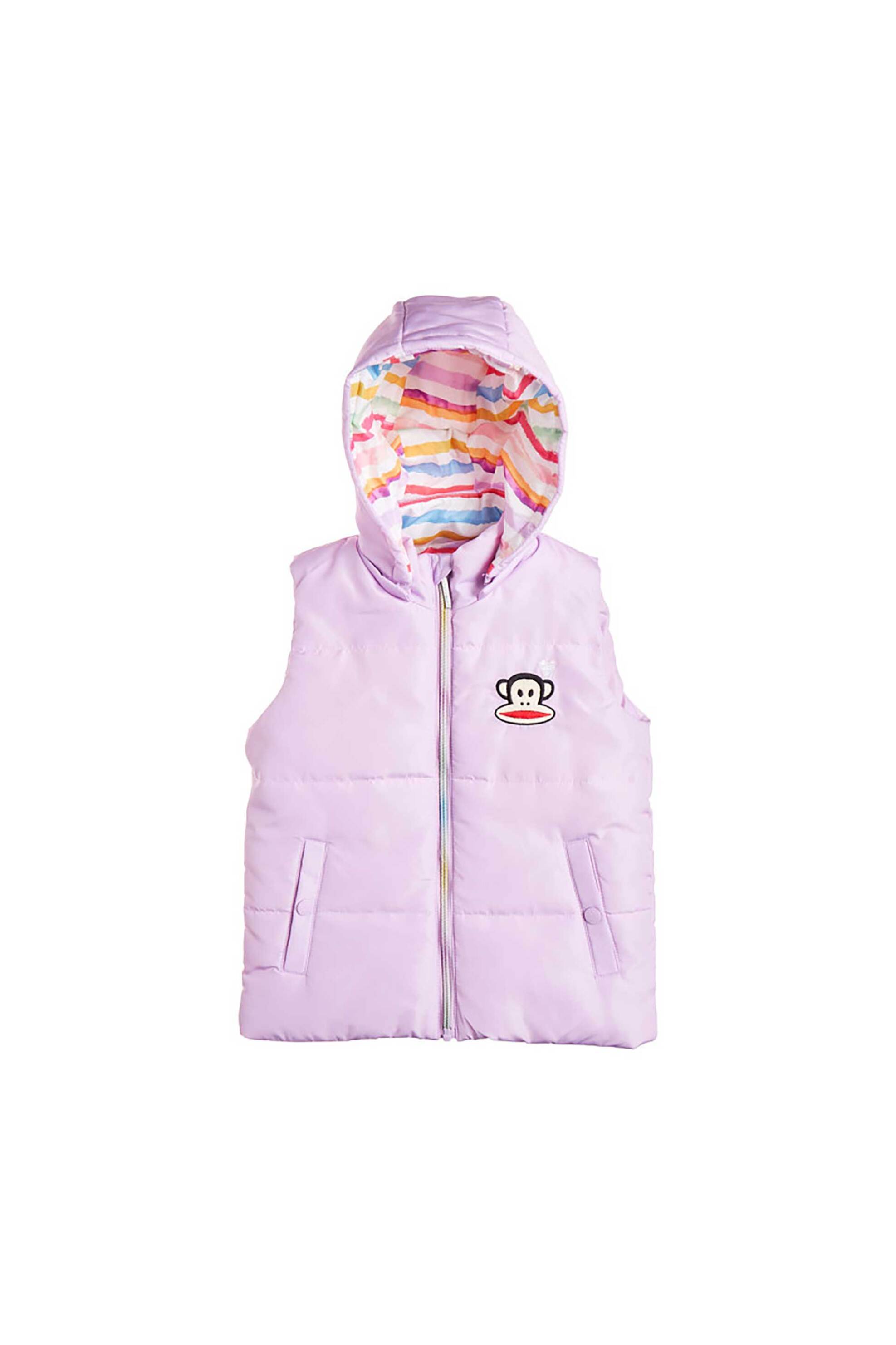 Alouette παιδικό μπουφάν γιλέκο αμάνικο με κέντημα "Paul Frank" (6-14 ετών) - 00152012 Λιλά