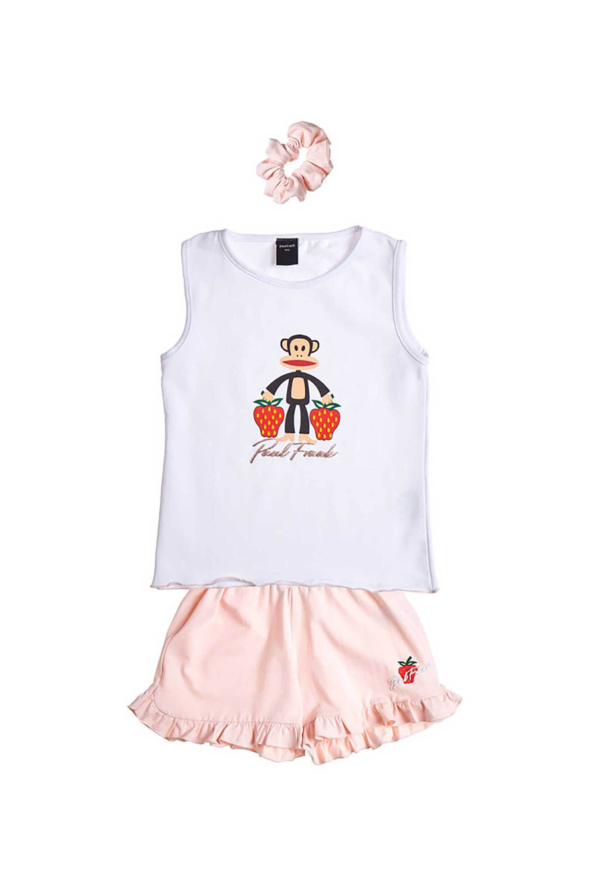 Alouette παιδικό σετ μπλούζα, σορτς και scrunchie "Paul Frank" (3 τεμάχια) - 00370780 Λευκό