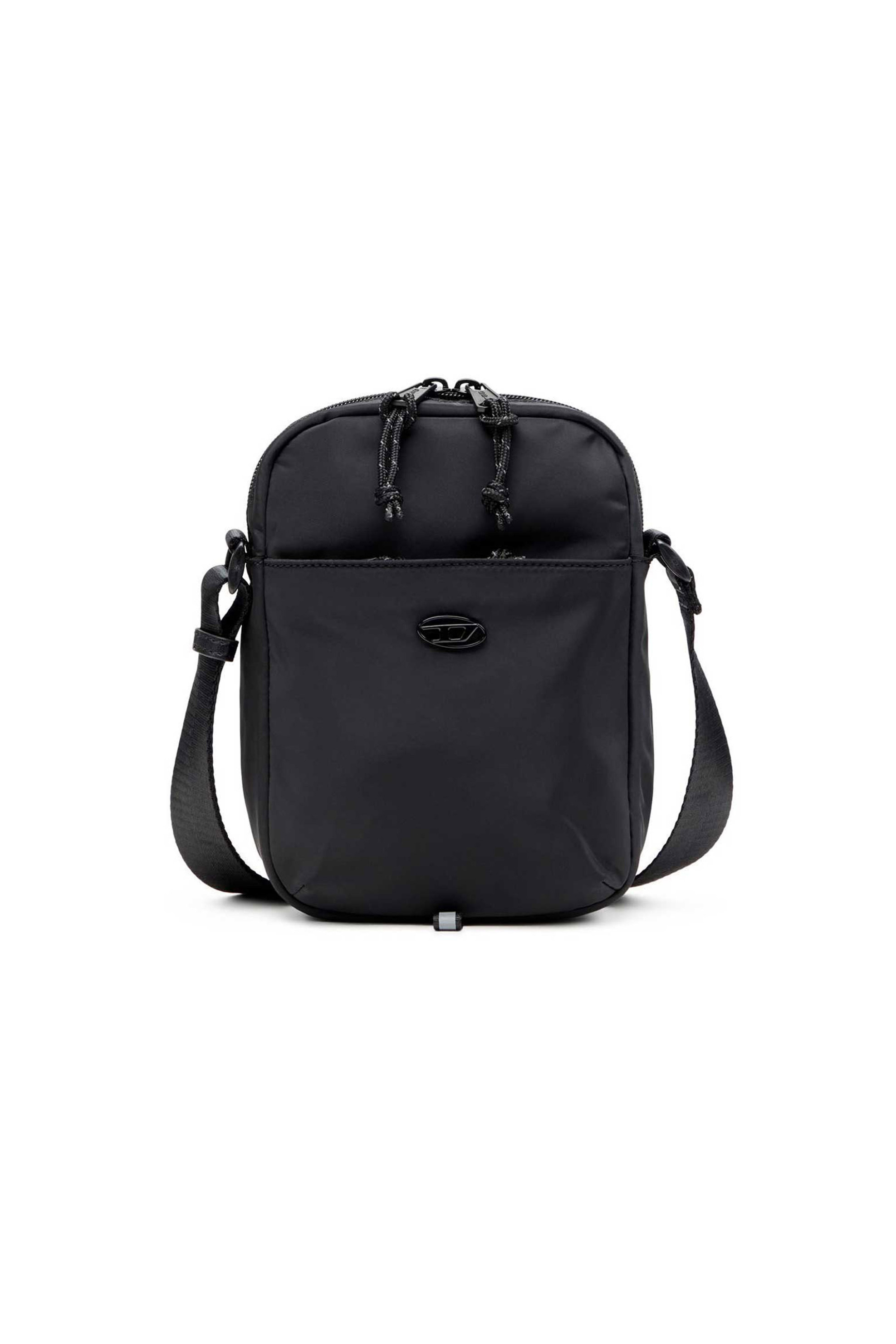 Diesel ανδρικό τσαντάκι crossbody μονόχρωμο με μεταλλικό λογότυπο "D-Pack Crossbody X" - W25X10310P8166 Μαύρο