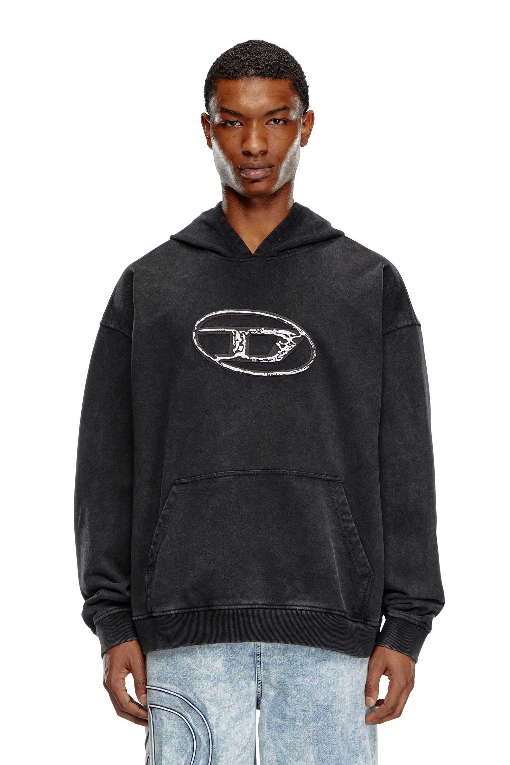 Diesel ανδρική μπλούζα φούτερ με κουκούλα και logo print μπροστά Relaxed Fit 