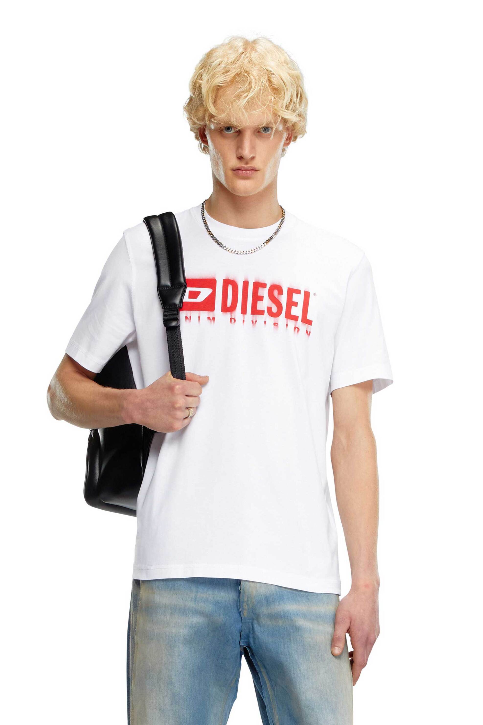 Diesel ανδρικό T-shirt με λογότυπο ''T-Adjust-Q7'' - S25A153980GRAI Λευκό