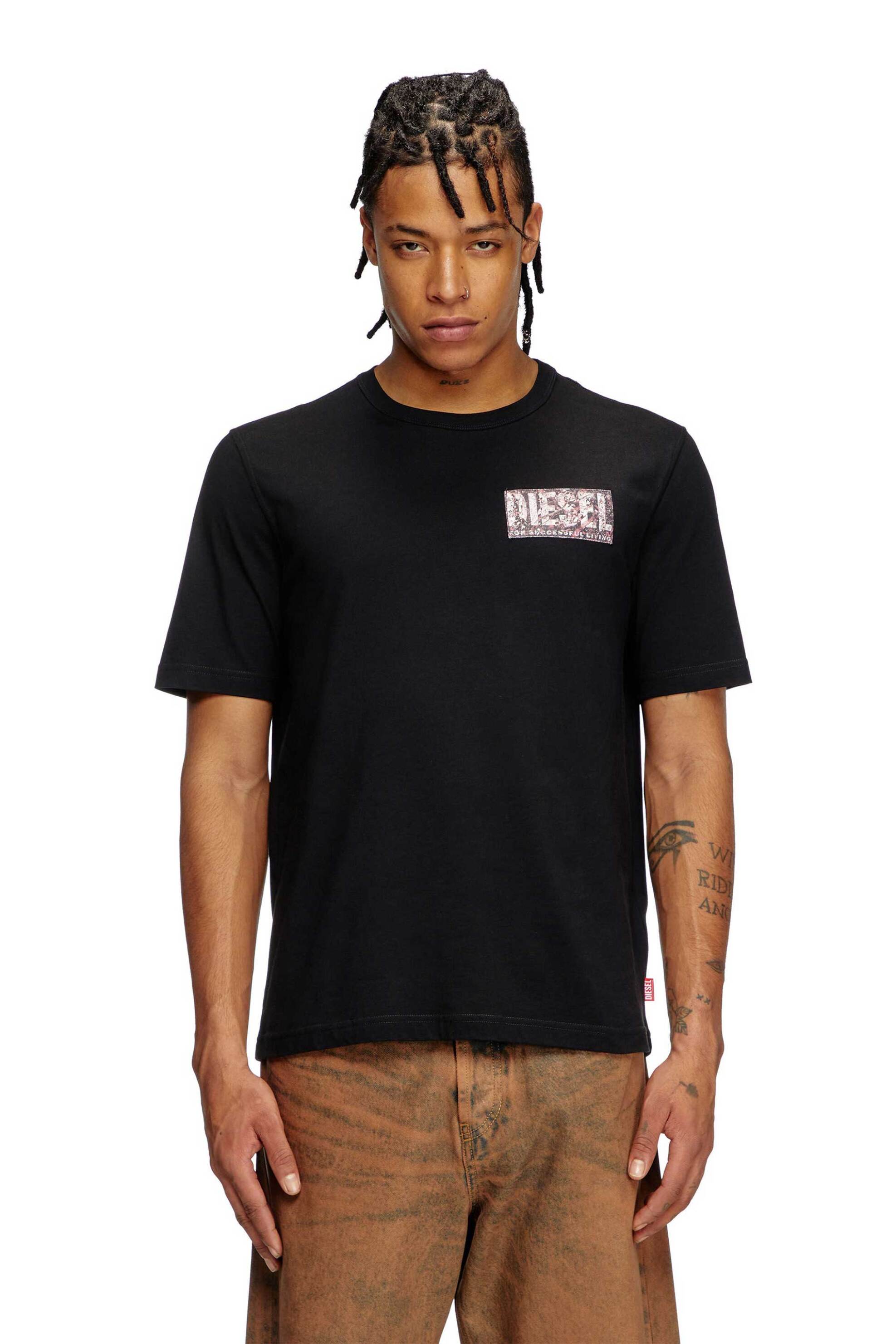 Diesel ανδρικό T-shirt με λογότυπο ''T-Adjust-R19'' - S25A172570AGRI Μαύρο