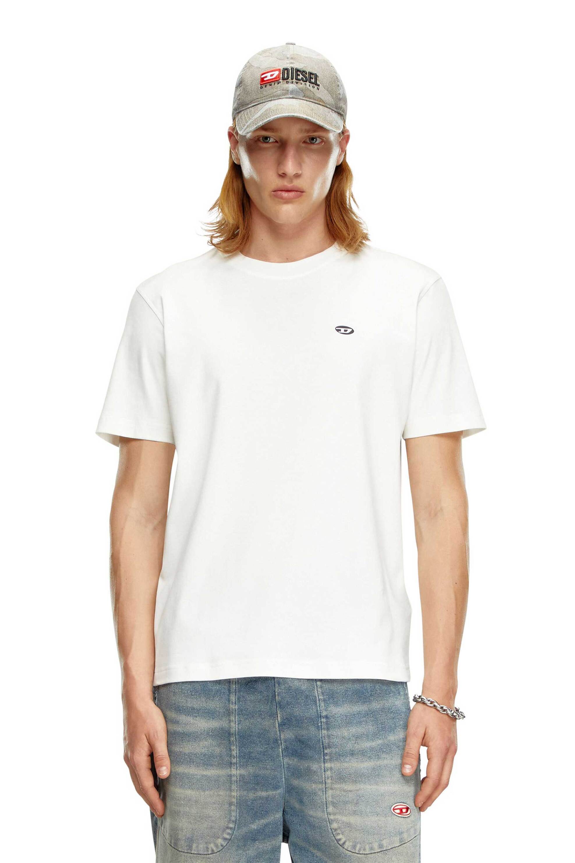 Diesel ανδρικό T-shirt με λογότυπο ''T-Adjust-Doval-Pj" - S25A150560AIJU Λευκό