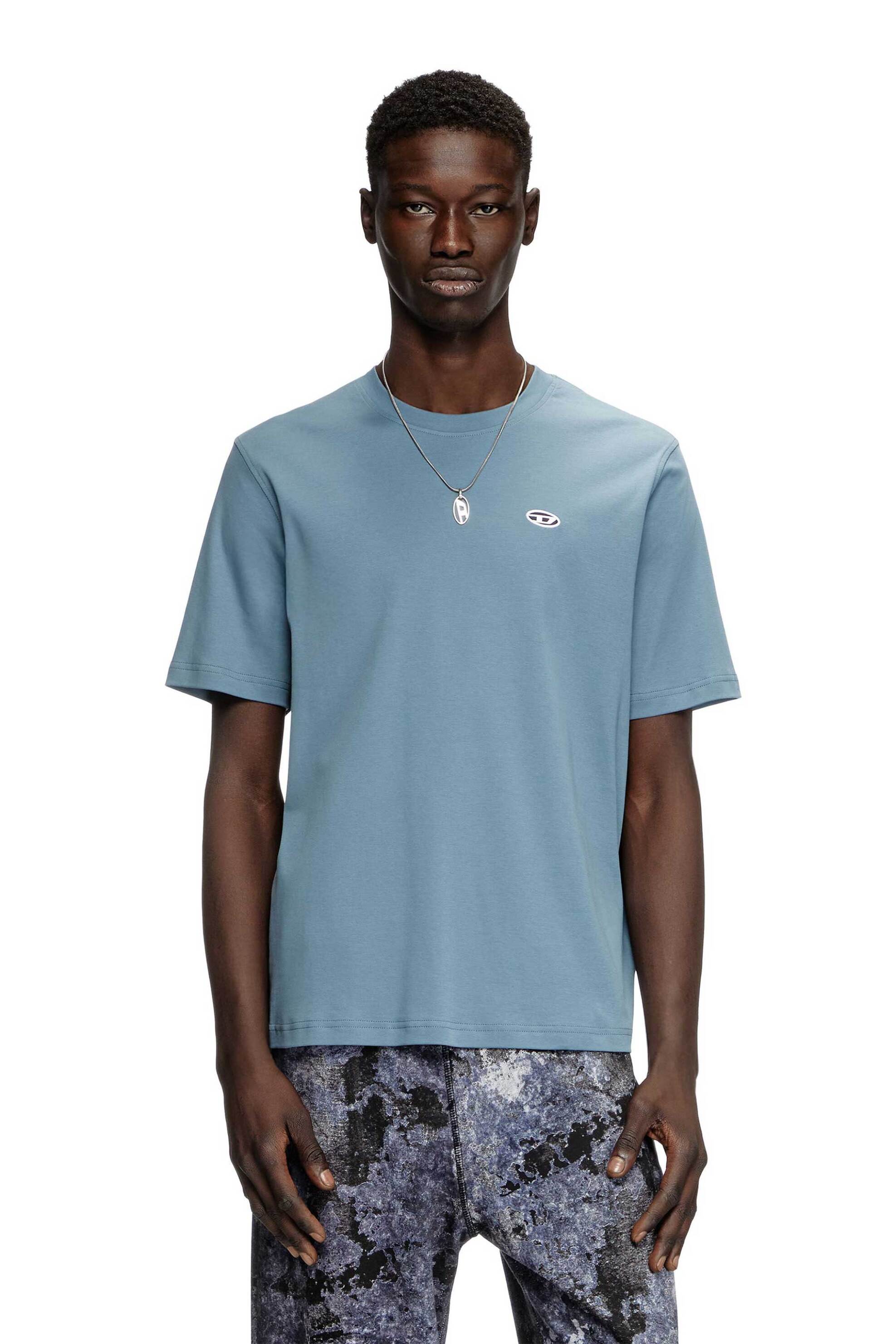 Diesel ανδρικό T-shirt με λογότυπο ''T-Adjust-Doval-Pj" - S25A150560AIJU Μπλε Ανοιχτό