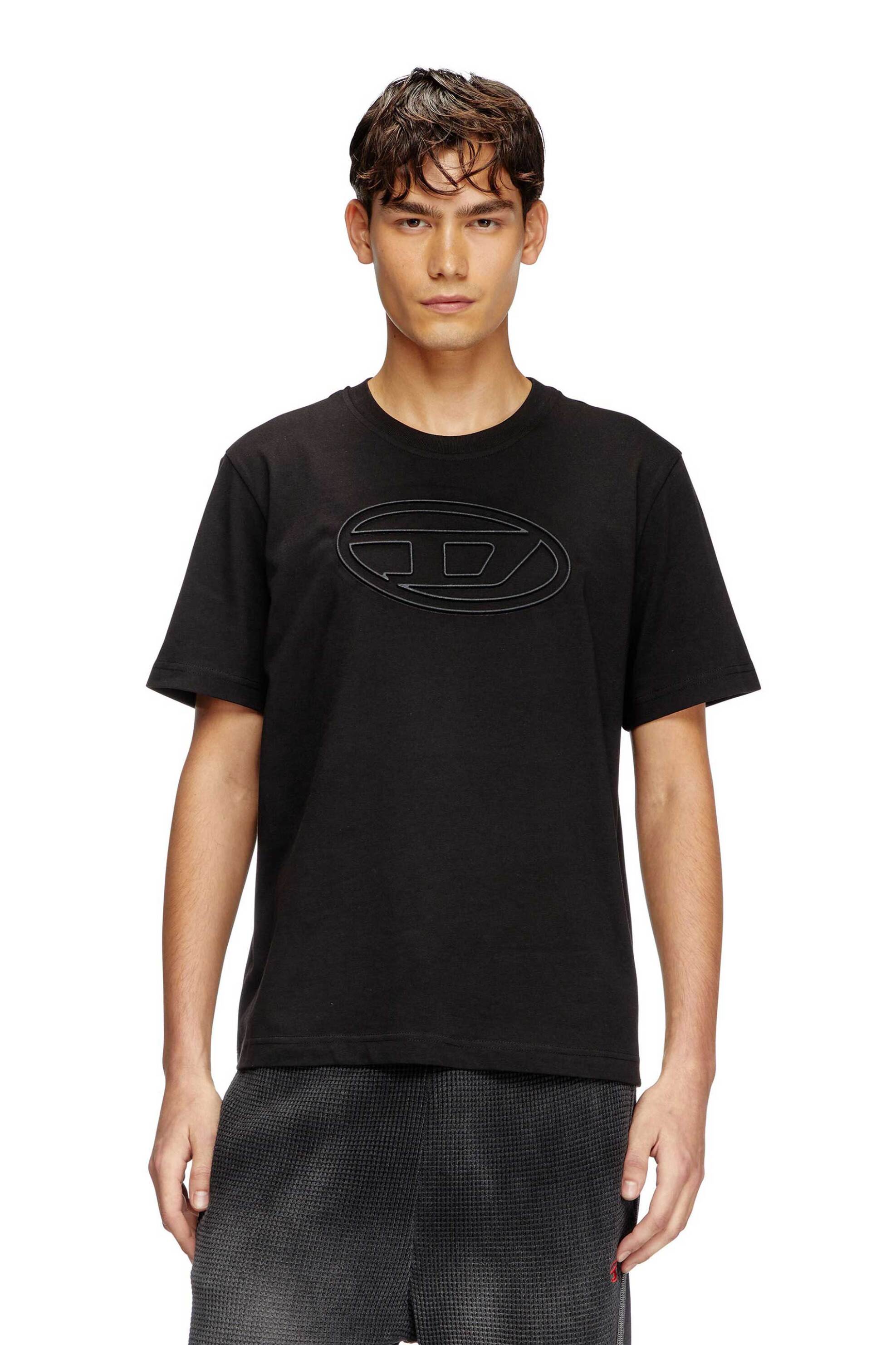 Diesel ανδρικό T-shirt με λογότυπο Regular Fit 'T-Adjust-Bigoval" - W25A174020NJBM Μαύρο