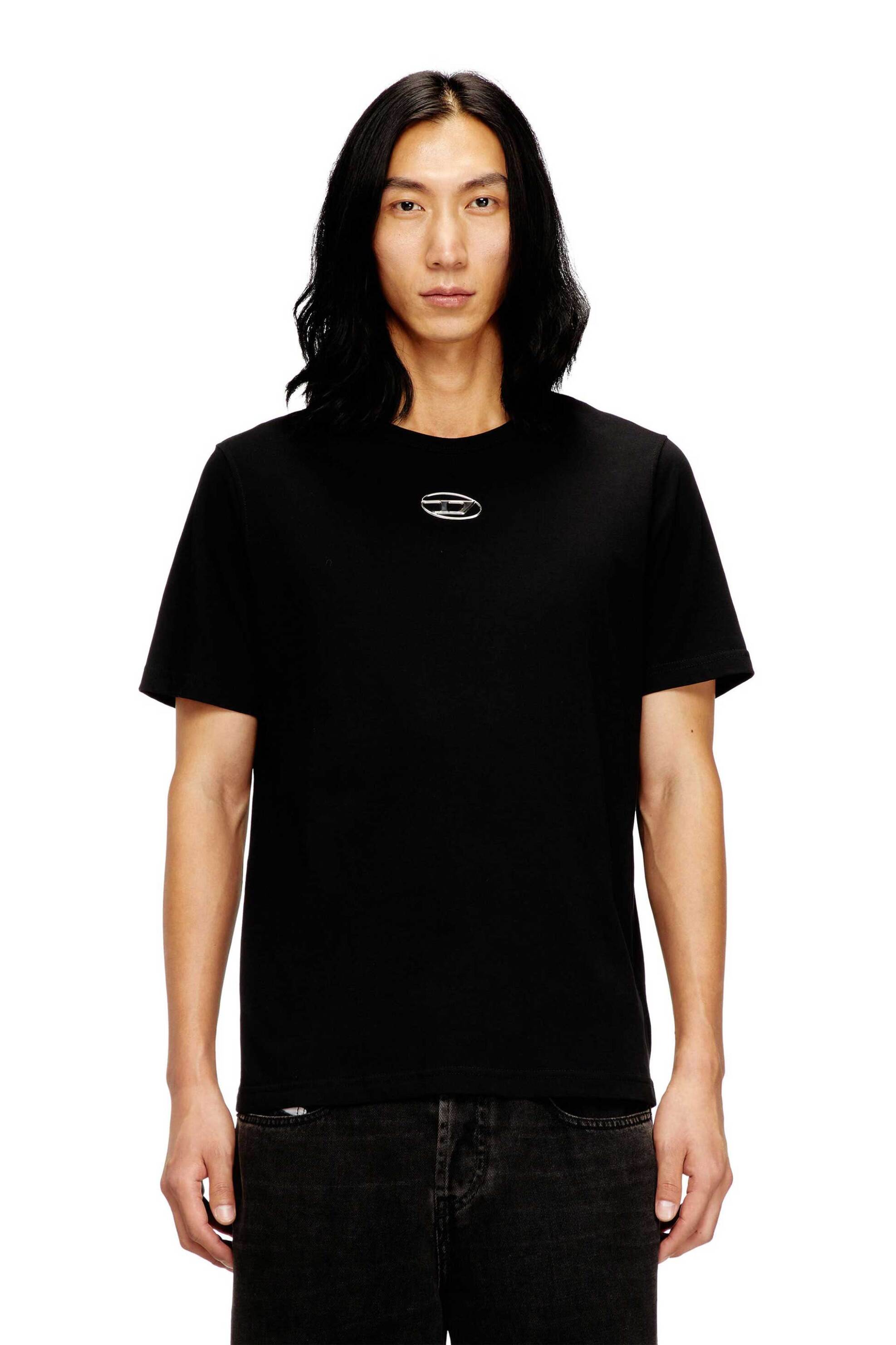 Diesel ανδρικό T-shirt με λογότυπο Regular Fit 'T-Adjust-0d" - W25A178800CLBR Μαύρο