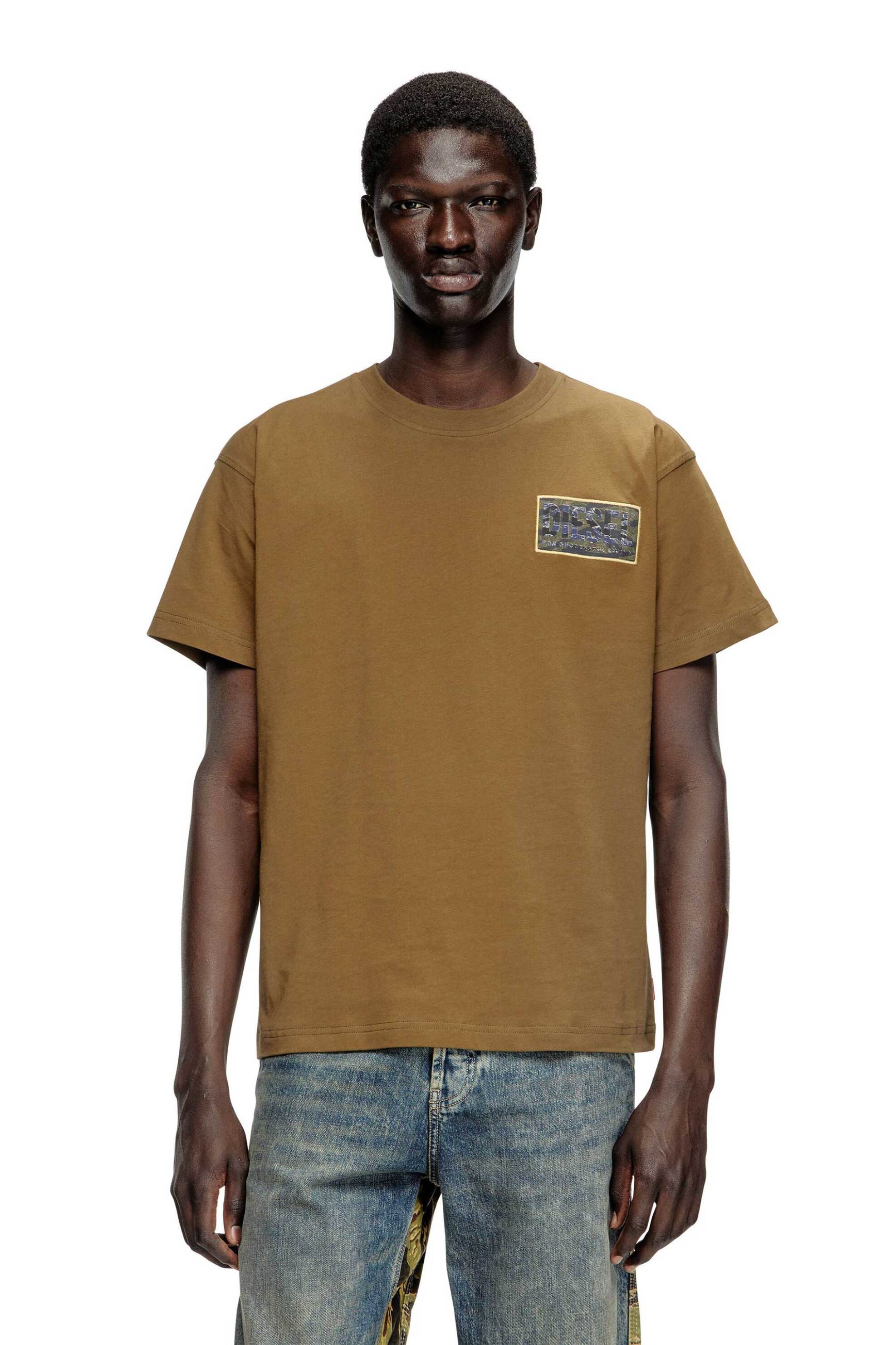 Diesel ανδρικό T-shirt με λογότυπο Regular Fit "T-Norm-T3" - W25A193440AGRI Καφέ
