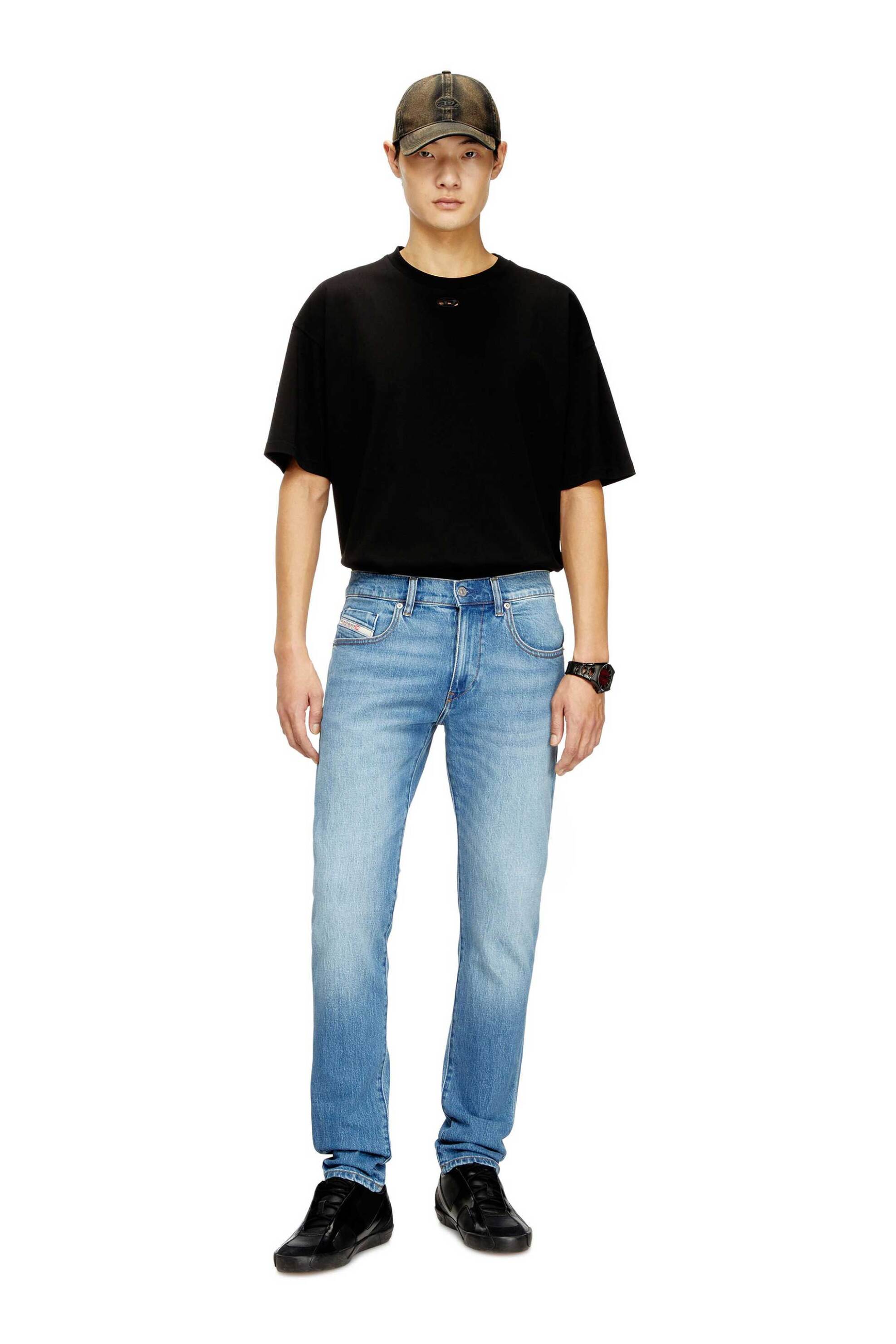 Diesel ανδρικό τζιν παντελόνι πεντάτσεπο Slim Fit "2019 D-Strukt Oadbk" - S26A035580ADBK Denim Blue