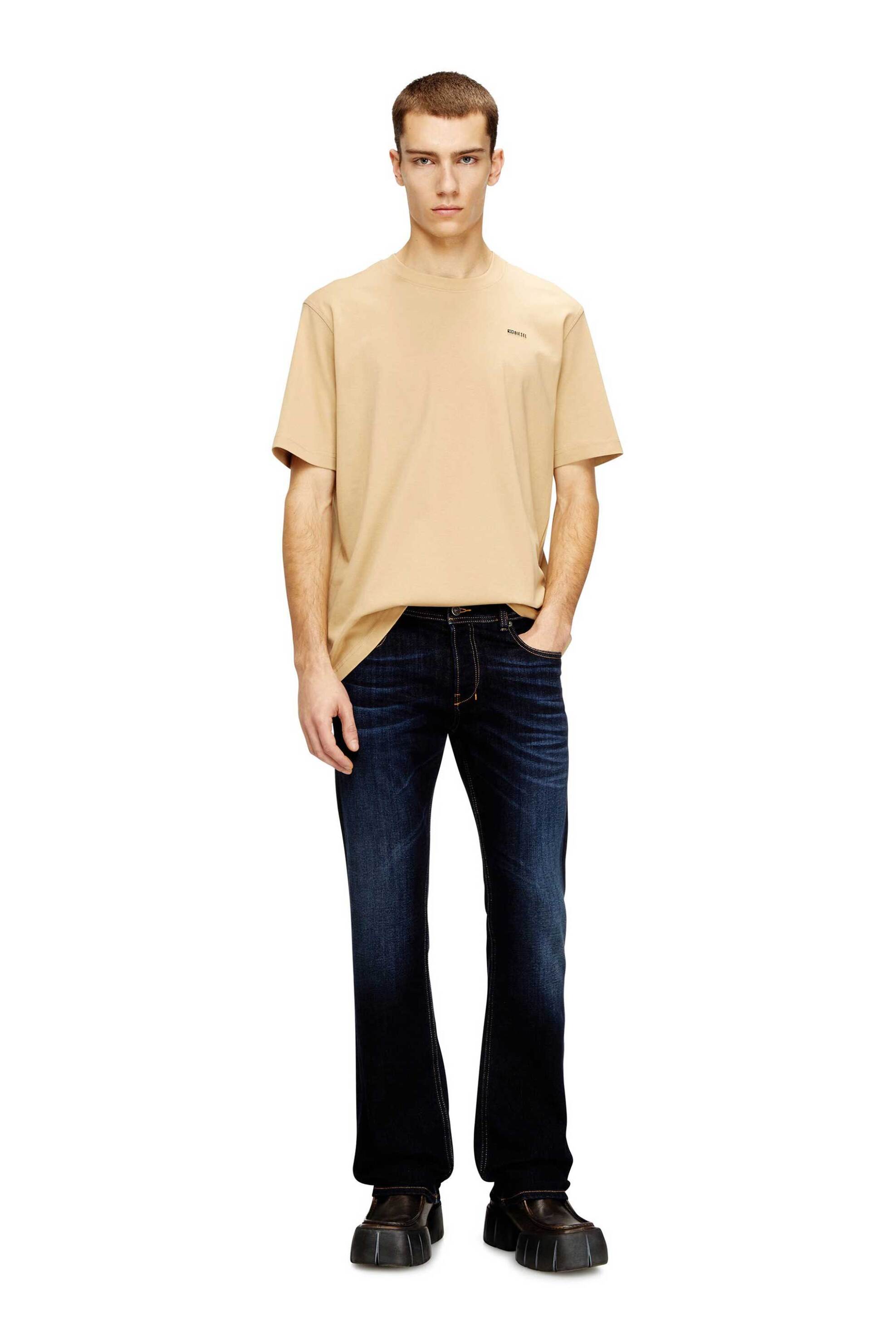 Diesel ανδρικό T-shirt με λογότυπο Regular Fit "T-Adjust-Met" - S26A196460AIJU Μπεζ φωτογραφία