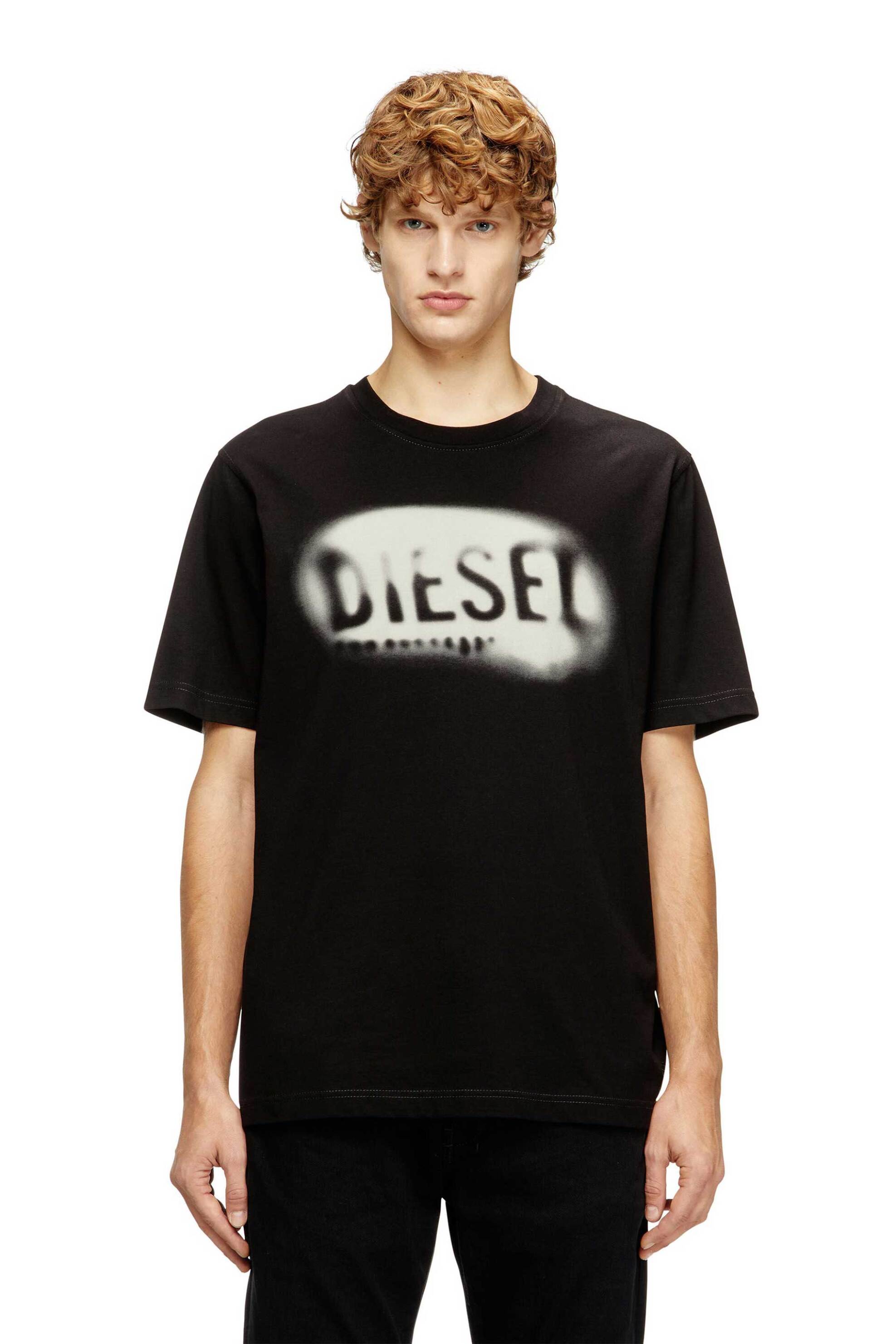 Diesel ανδρικό T-shirt με λογότυπο Regular Fit "T-Adjust-V2" - S26A199710QIAM Μαύρο