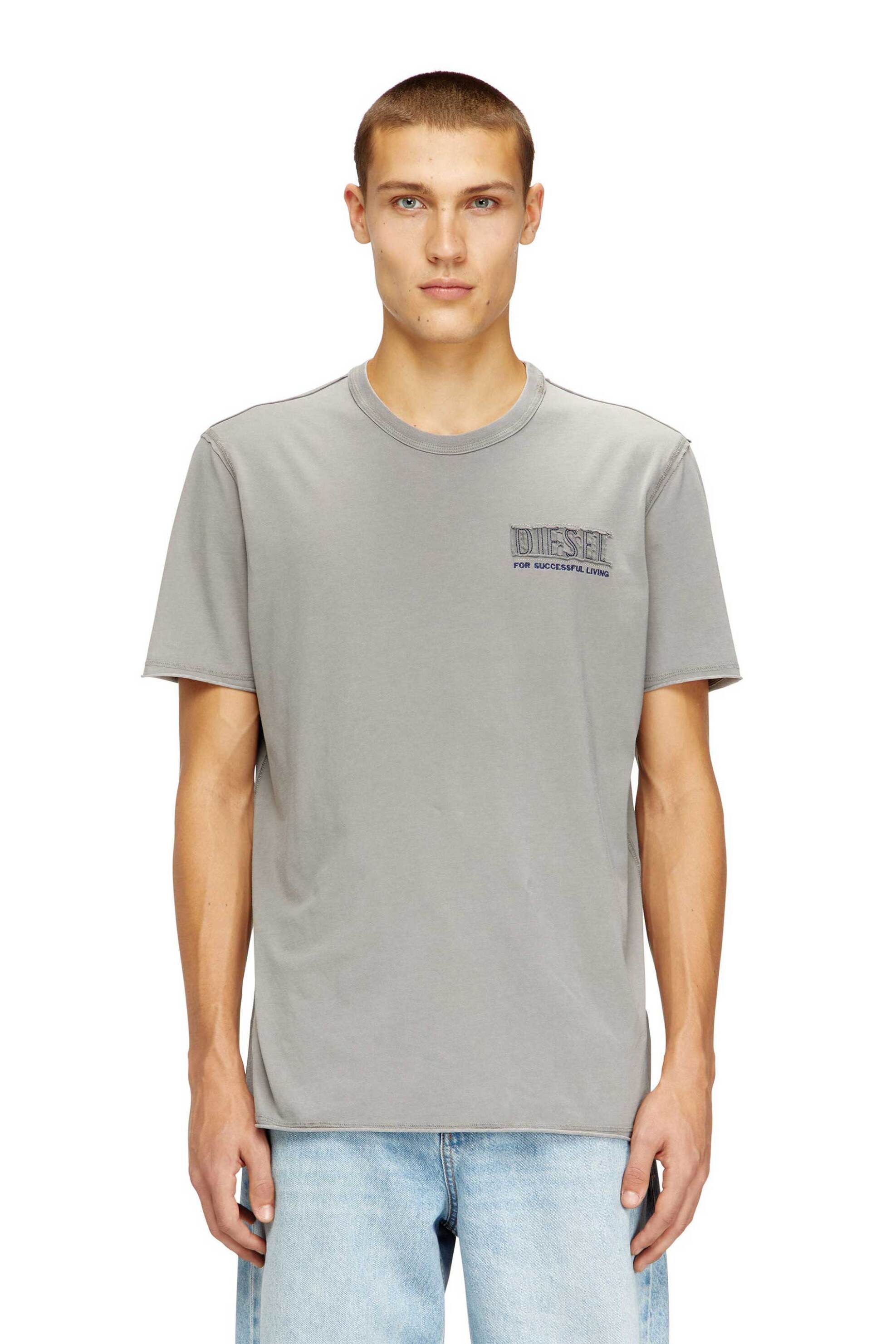 Diesel ανδρικό T-shirt με λογότυπο Regular Fit "T-Rawjust-V1" - S26A209580KMAH Γκρι