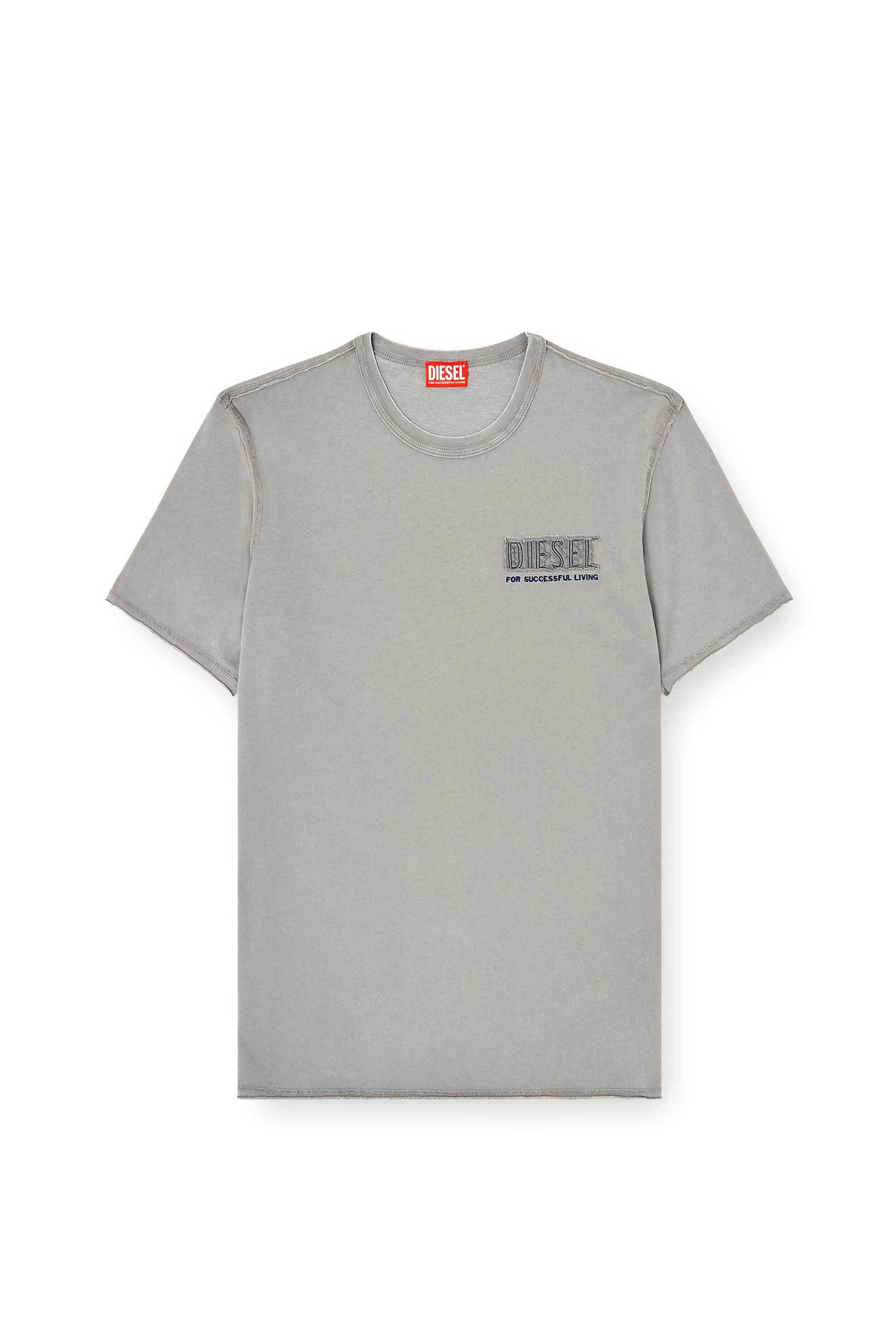 Diesel Ανδρικό T-Shirt με Λογότυπο Regular Fit T-Rawjust-V1 - S26A209580Kmah Γκρι