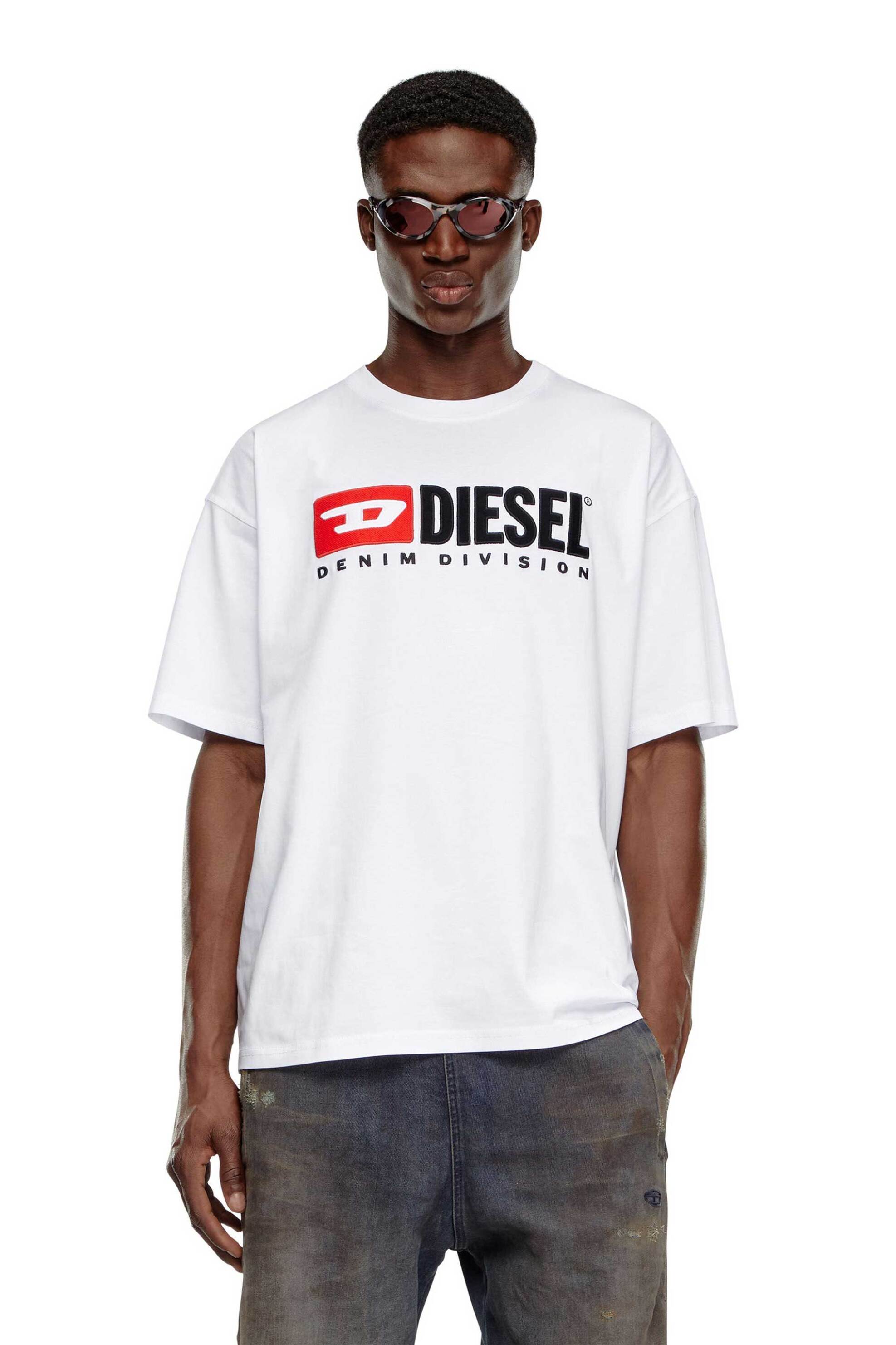Diesel ανδρικό T-shirt με λογότυπο Relaxed Fit "T-Boxt-Div" - S26A149430GRAI Λευκό