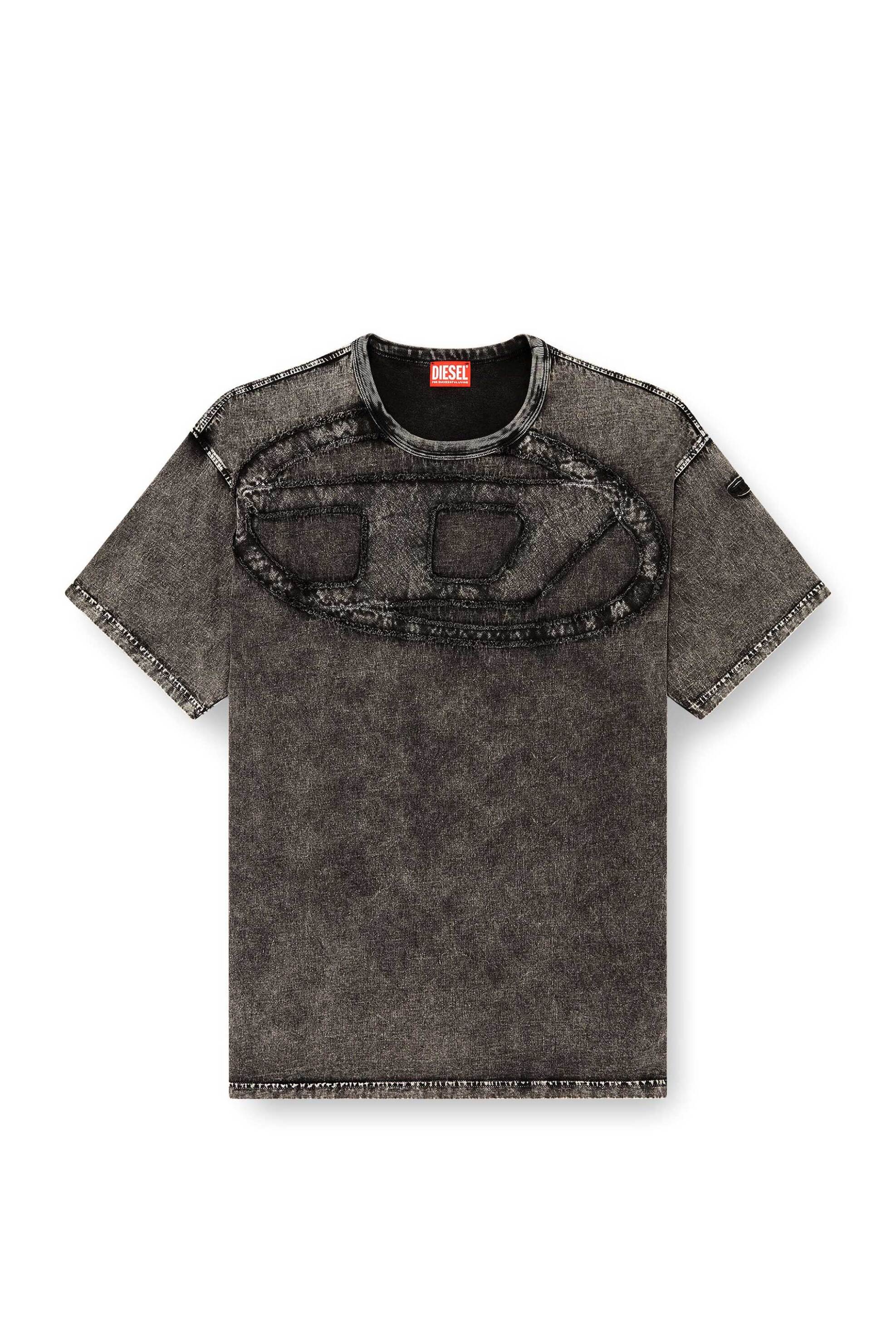 Diesel Ανδρικό T-Shirt με Φθαρμένη Όψη Και Λογότυπο Relaxed Fit T-Boxt-Den - S26A195450Hgbx Μαύρο