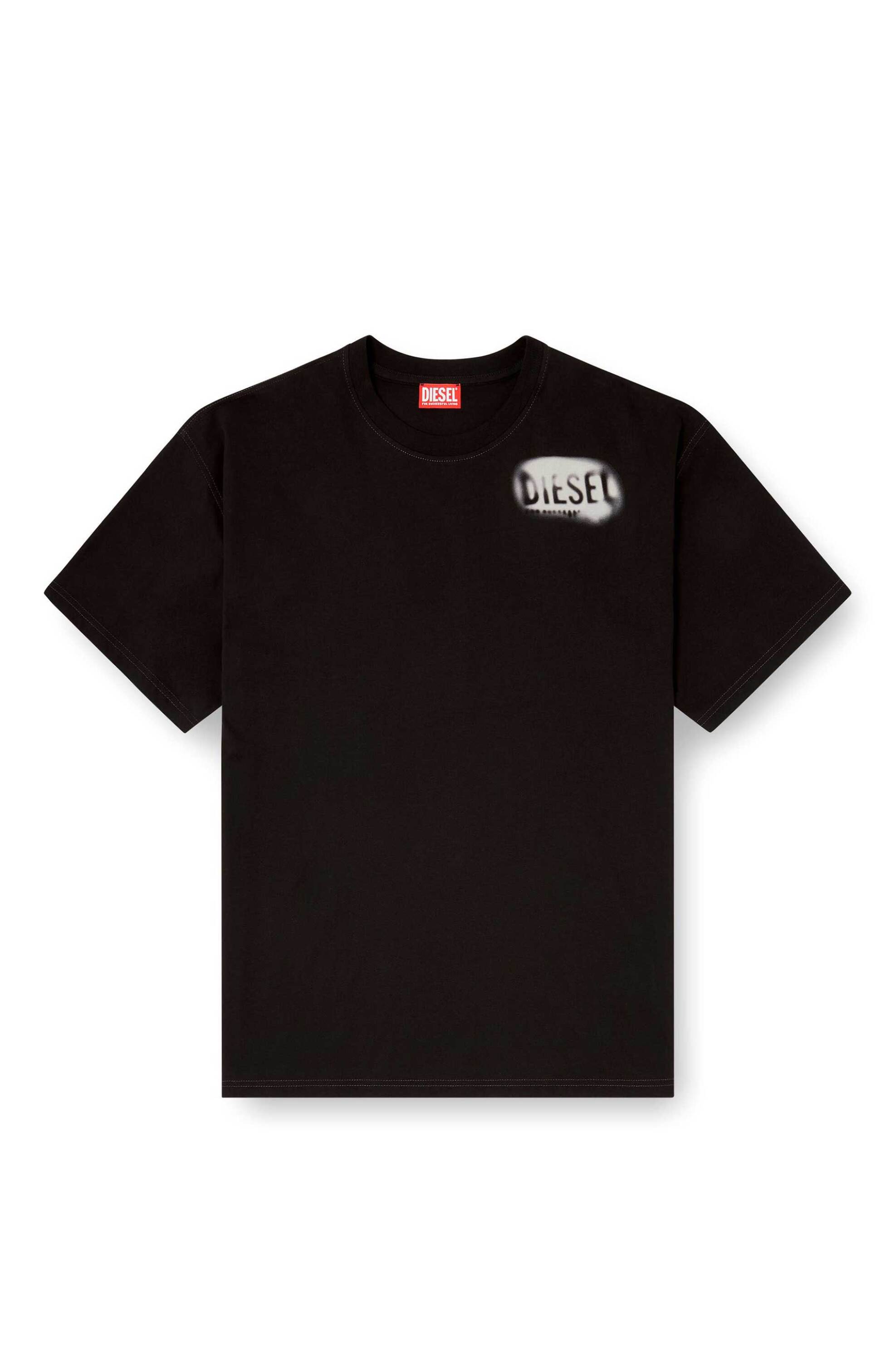 Diesel Ανδρικό T-Shirt με Λογότυπο Και Μοτίβο Relaxed Fit T-Boxt-V2 - S26A199810Qiam Μαύρο