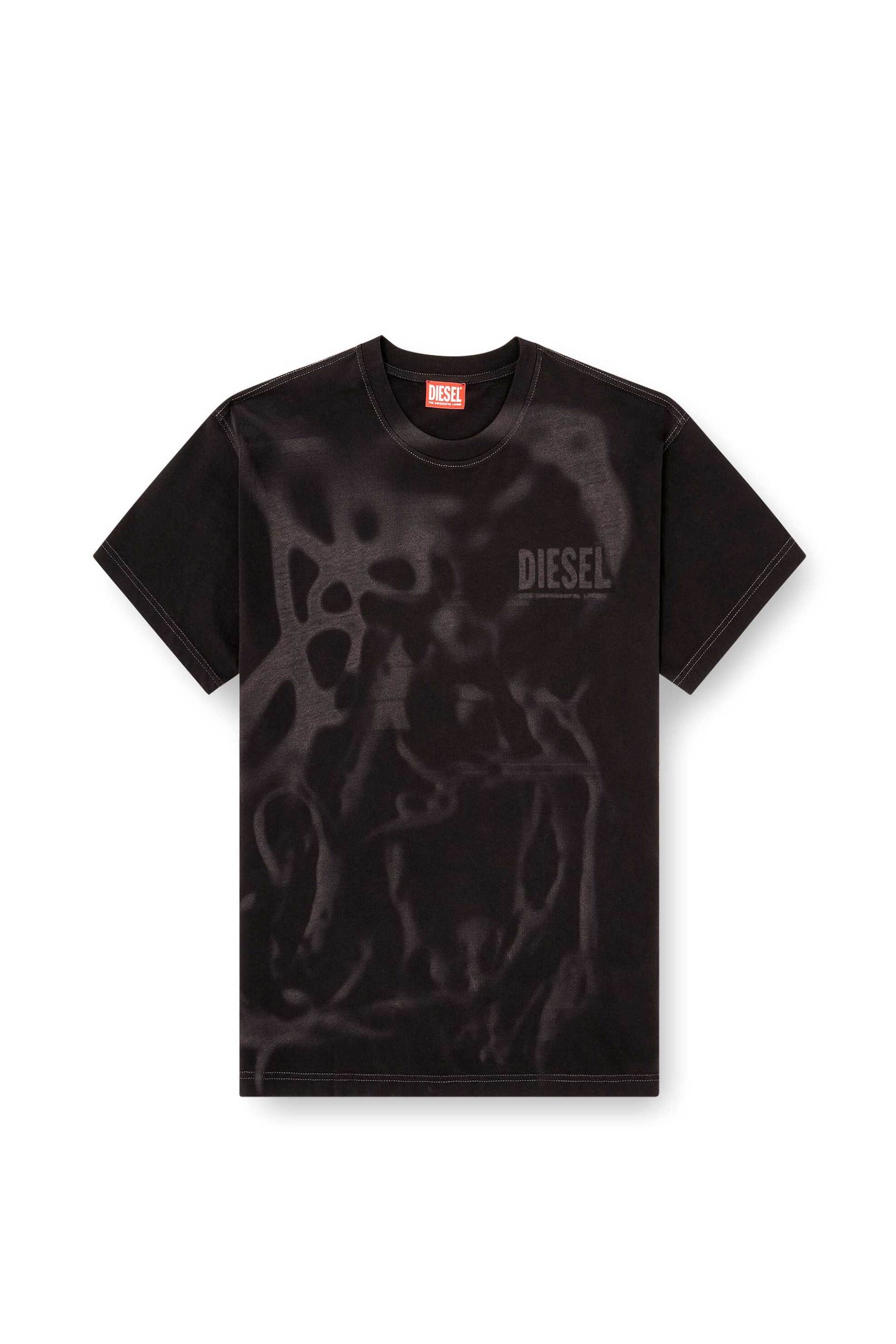 Diesel Ανδρικό T-Shirt με All-Over Print Και Λογότυπο Regular Fit T-Norm-V7 - S26A199950Ljbs Μαύρο
