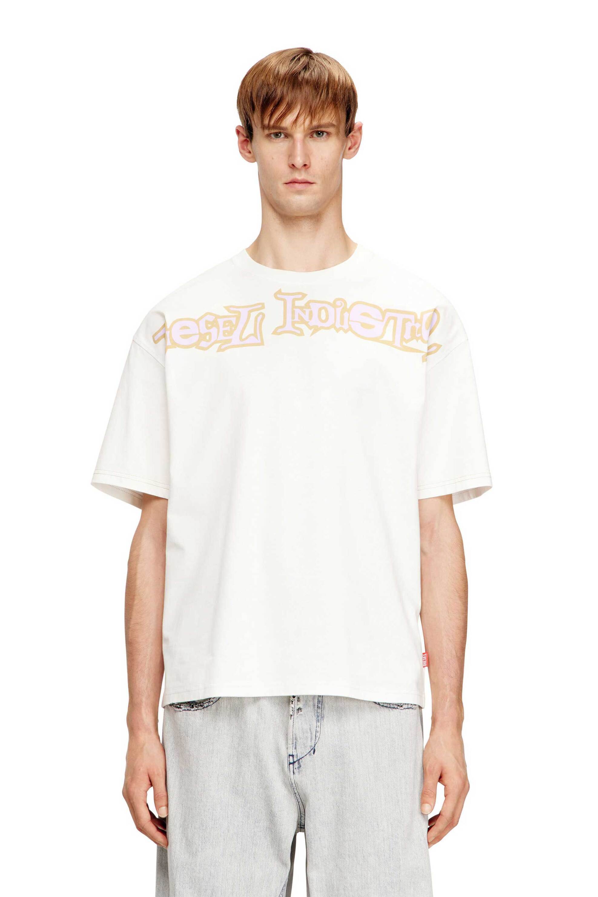 Diesel ανδρικό T-shirt με lettering Relaxed Fit "T-Boxt-V3" - S26A199830QIAM Λευκό