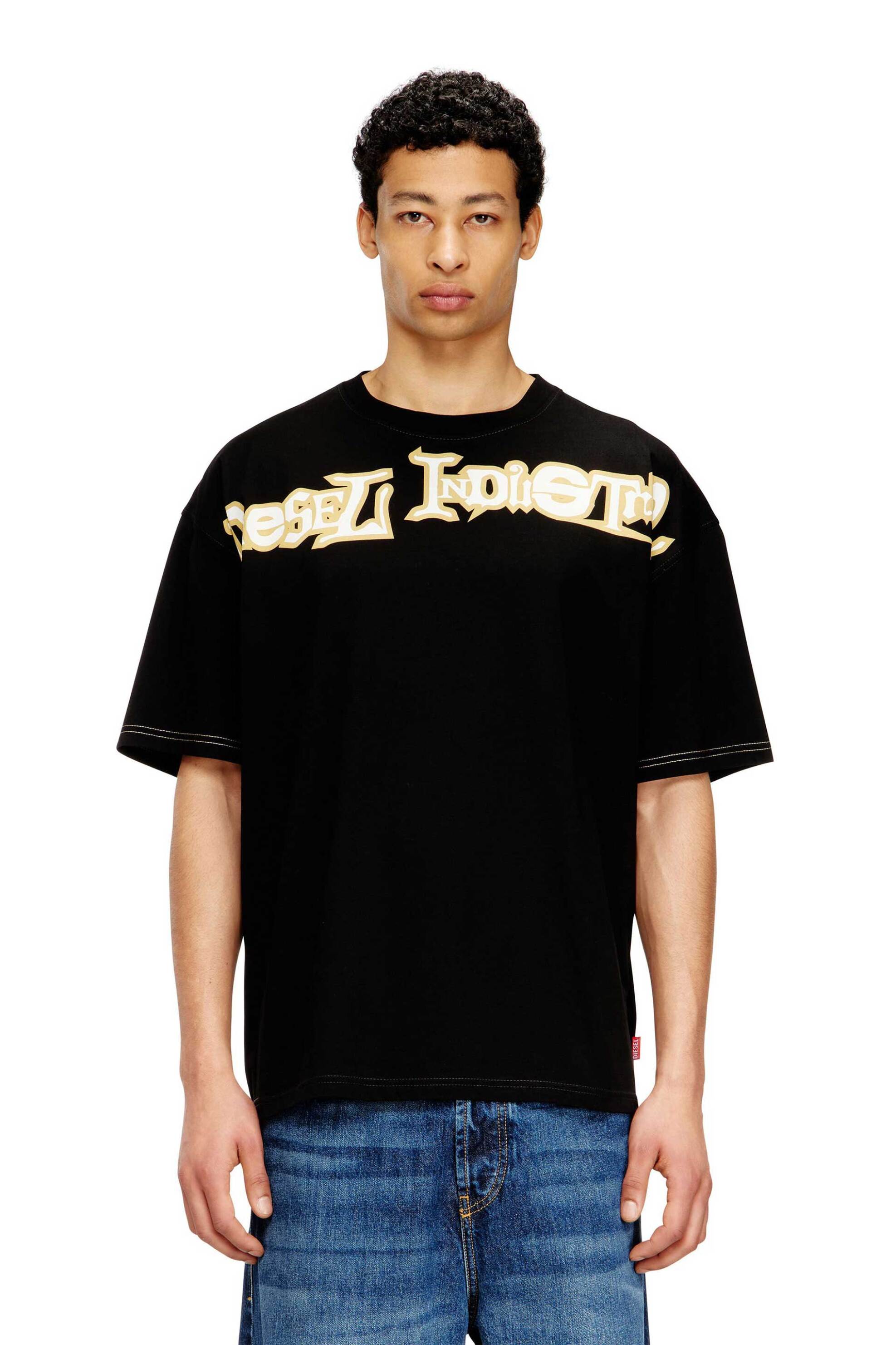 Diesel ανδρικό T-shirt με lettering Relaxed Fit "T-Boxt-V3" - S26A199830QIAM Μαύρο