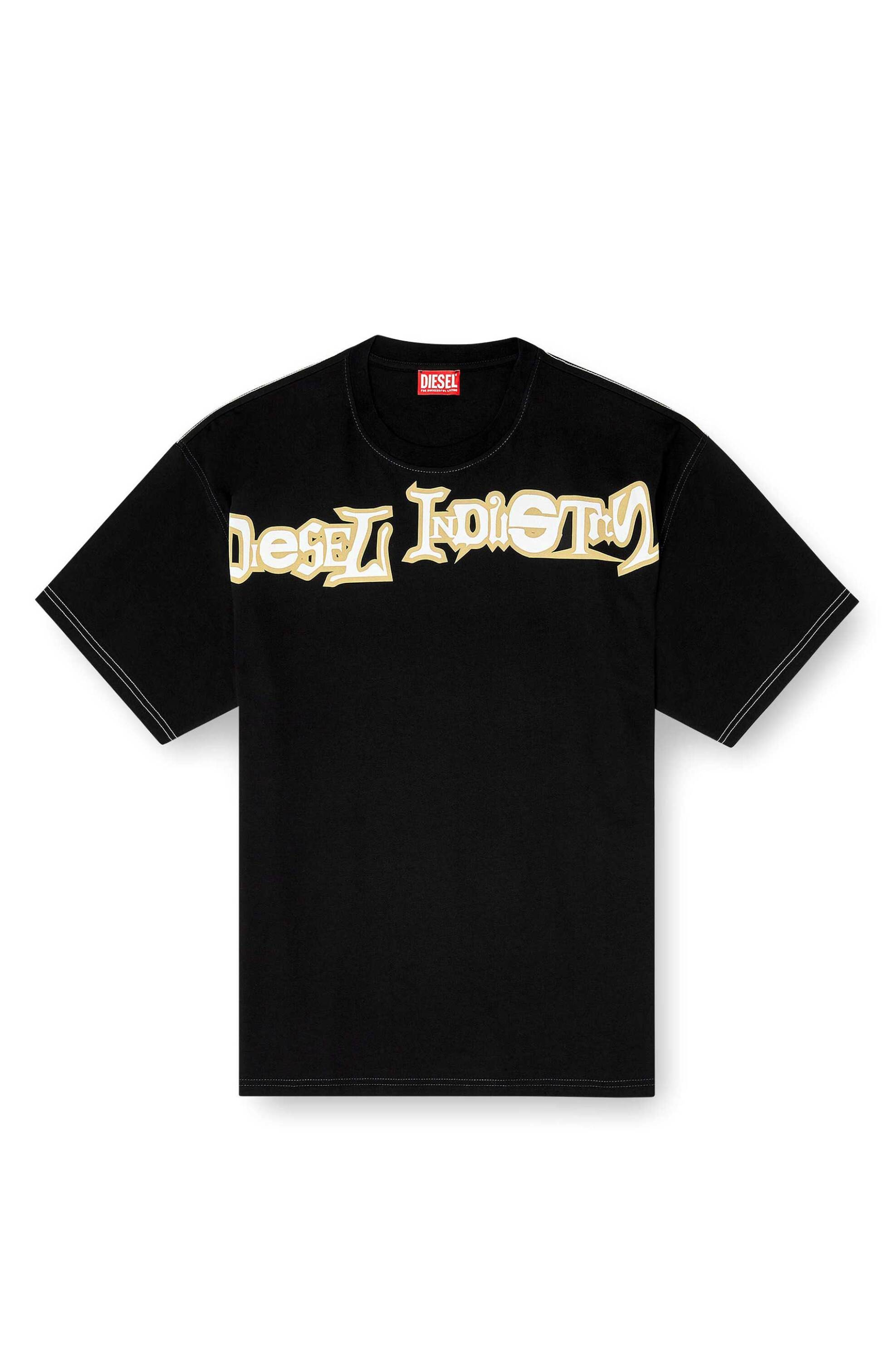 Diesel Ανδρικό T-Shirt με Lettering Relaxed Fit T-Boxt-V3 - S26A199830Qiam Μαύρο
