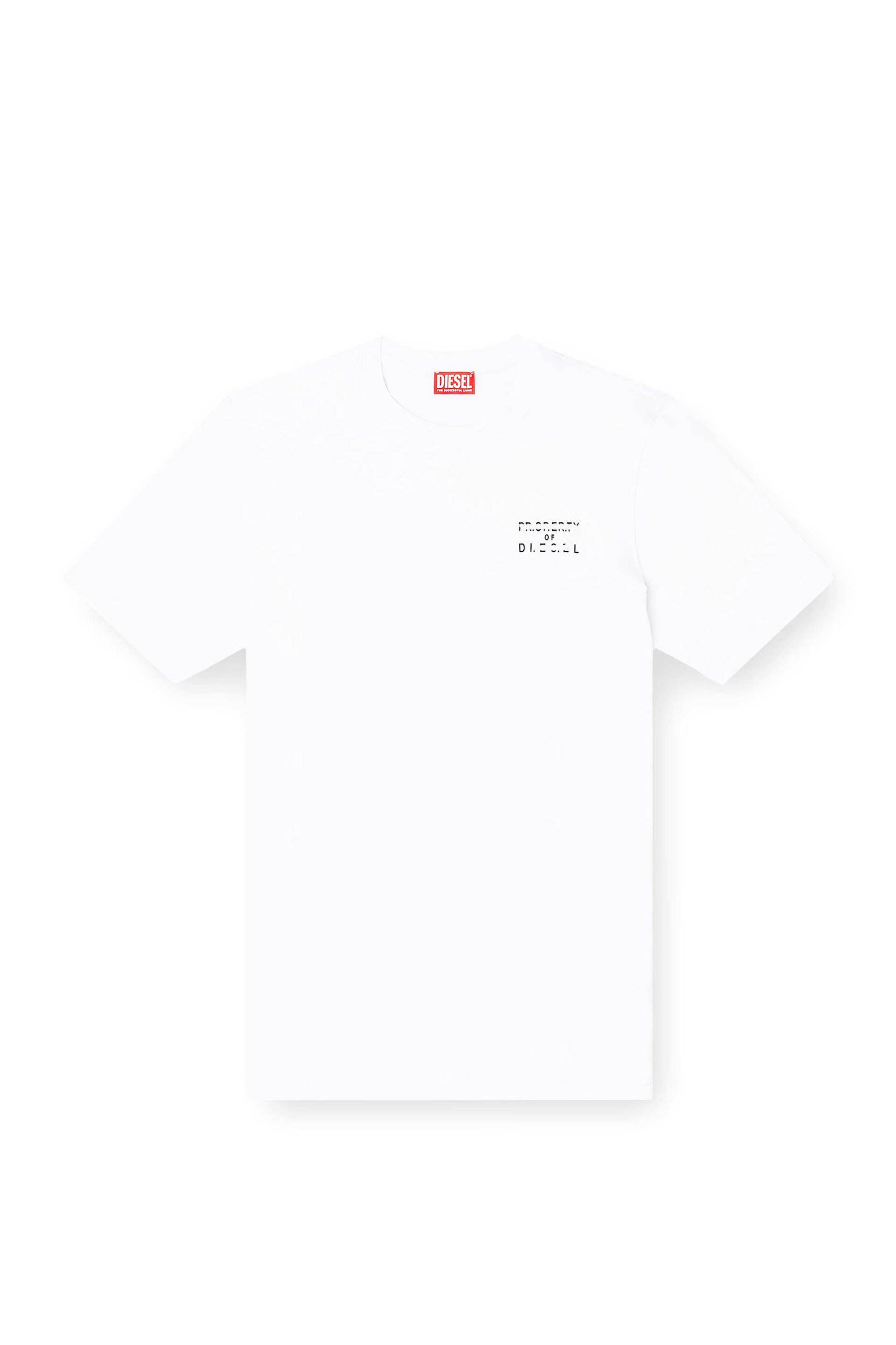 Diesel Ανδρικό T-Shirt με Λογότυπο Και Lettering Regular Fit T-Adjust-V5 - S26A209620Qiam Λευκό