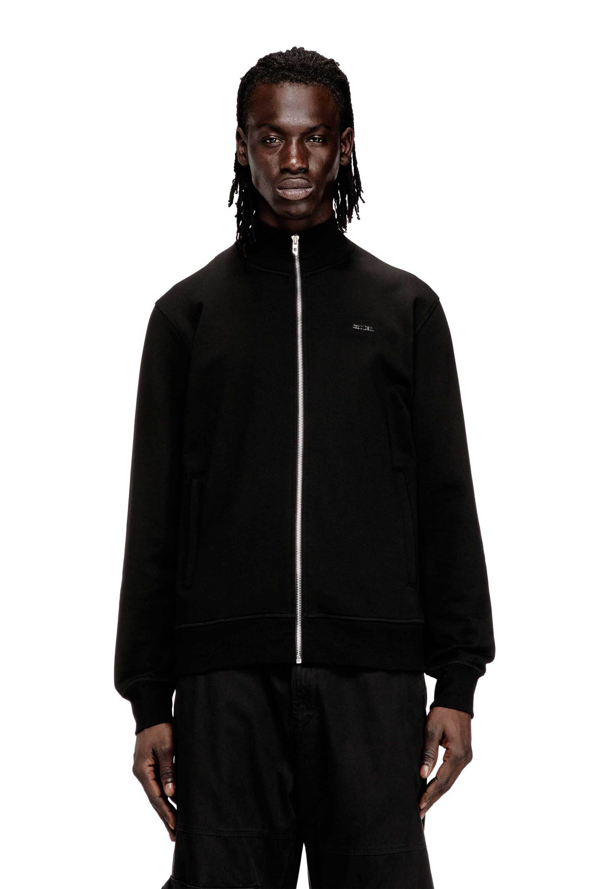 Diesel ανδρική ζακέτα φούτερ μονόχρωμη με λογότυπο "S-Lock-Met" - S26A209990WICN Μαύρο