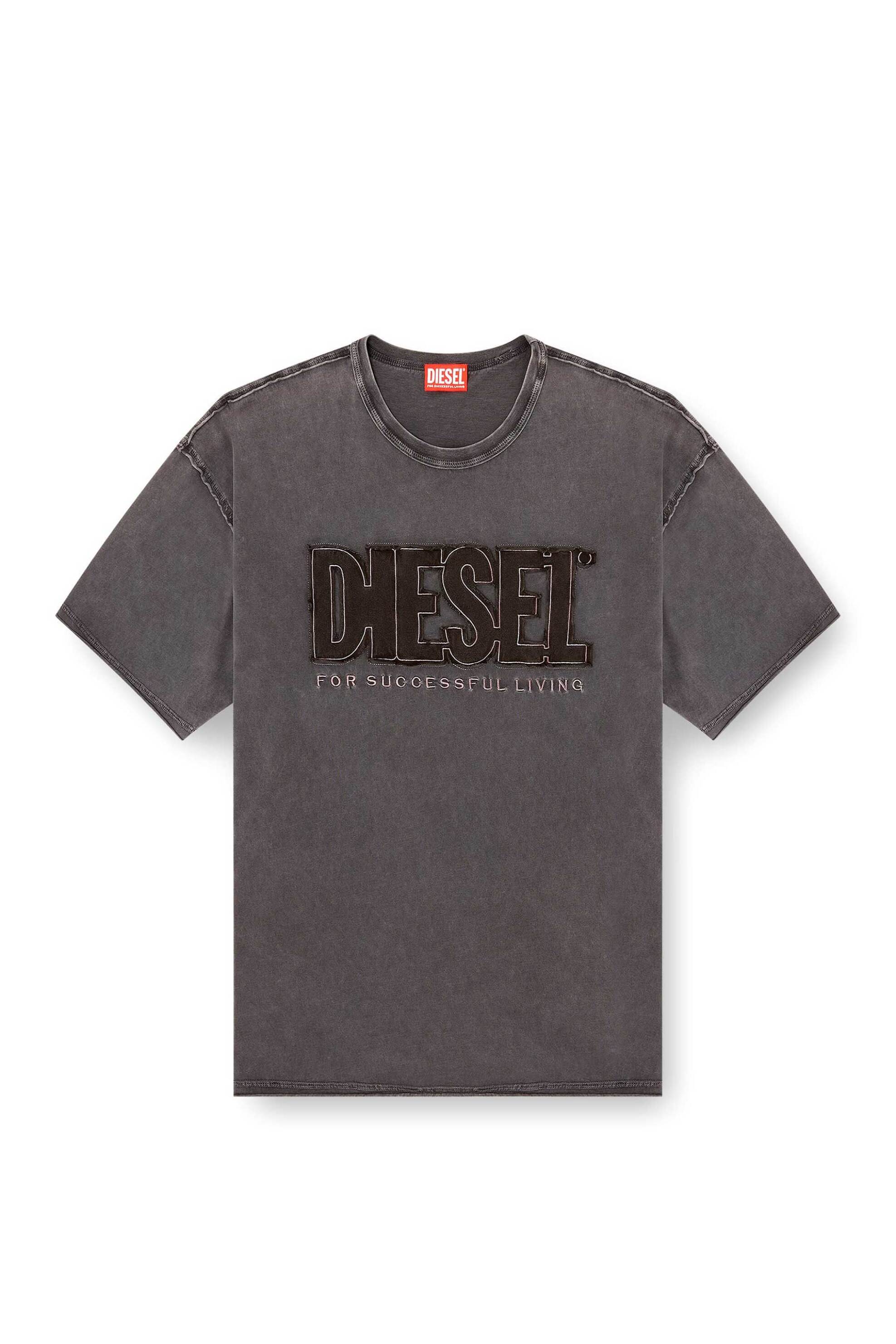 Diesel Ανδρικό T-Shirt με Λογότυπο Relaxed Fit T-Rawboxt - S26A210410Kmah Γκρι Σκούρο