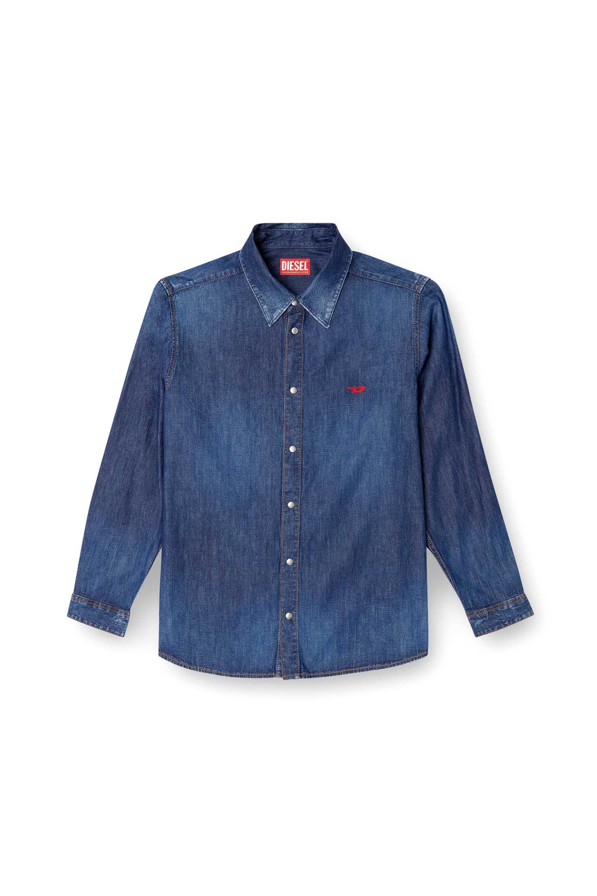 Diesel Ανδρικό Denim Πουκάμισο με Κεντημένο Λογότυπο Regular Fit - W26A035340Dbdb Blue Σκούρο