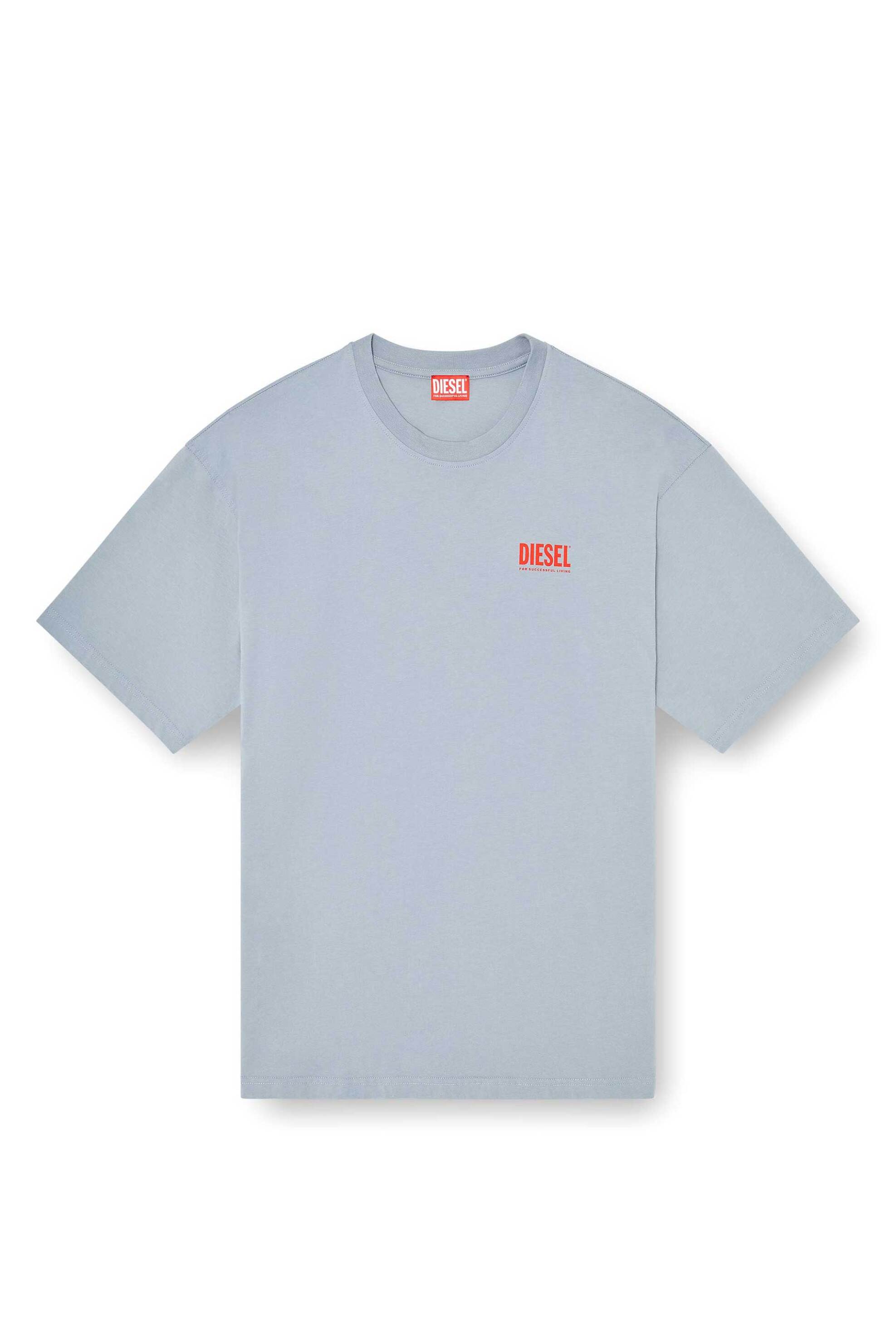 Diesel Ανδρικό T-Shirt με Λογότυπο Relaxed Fit - W26A200360Epca Γκρι Γαλάζιο