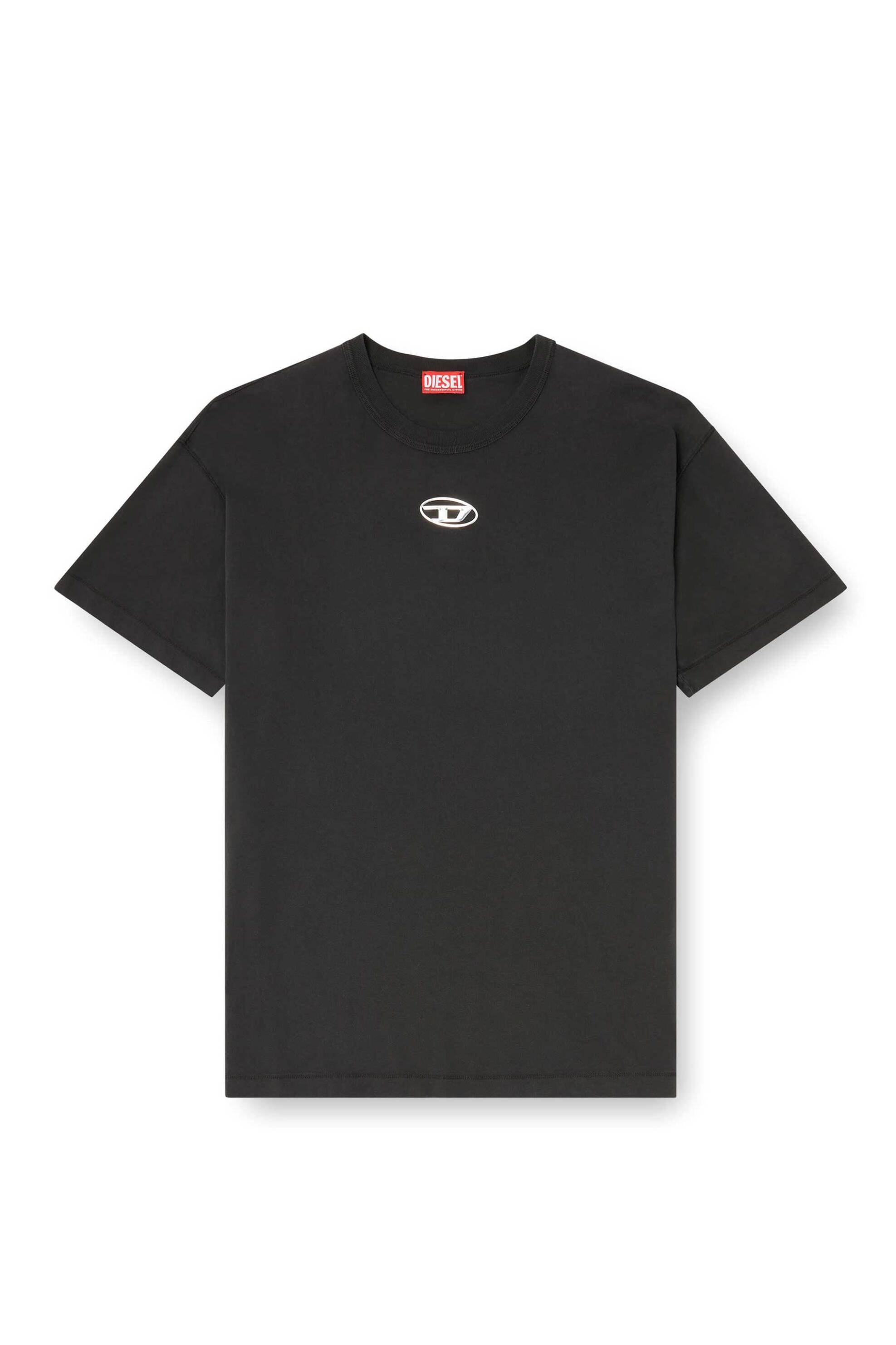 Diesel Ανδρικό T-Shirt με Oval D Logo Regular Fit - W26A202970Jmbb Μαύρο