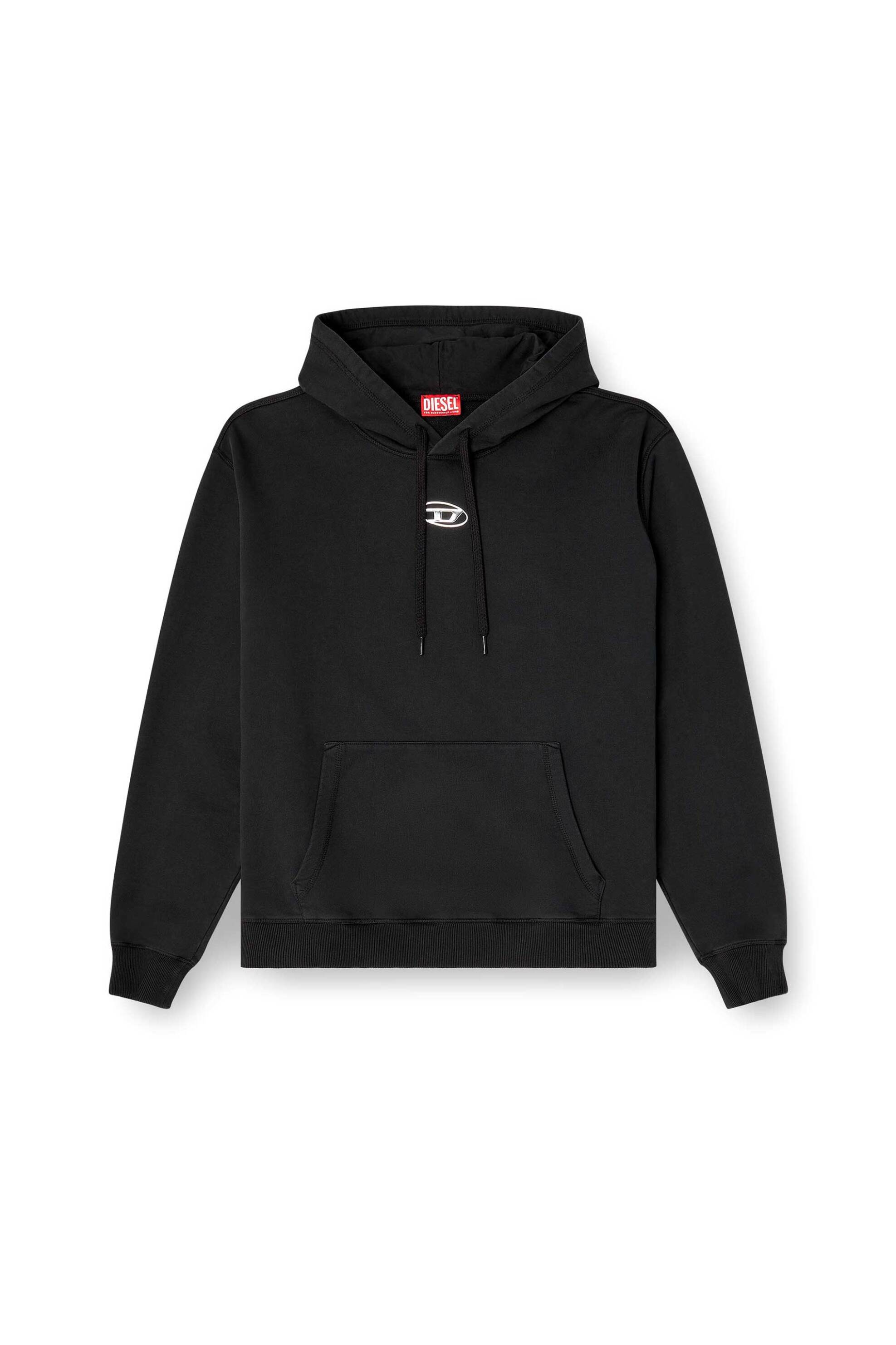 Diesel Ανδρική Μπλούζα Φούτερ με Κουκούλα Oval D Logo Relaxed Fit - W26A204470Bkbw Μαύρο