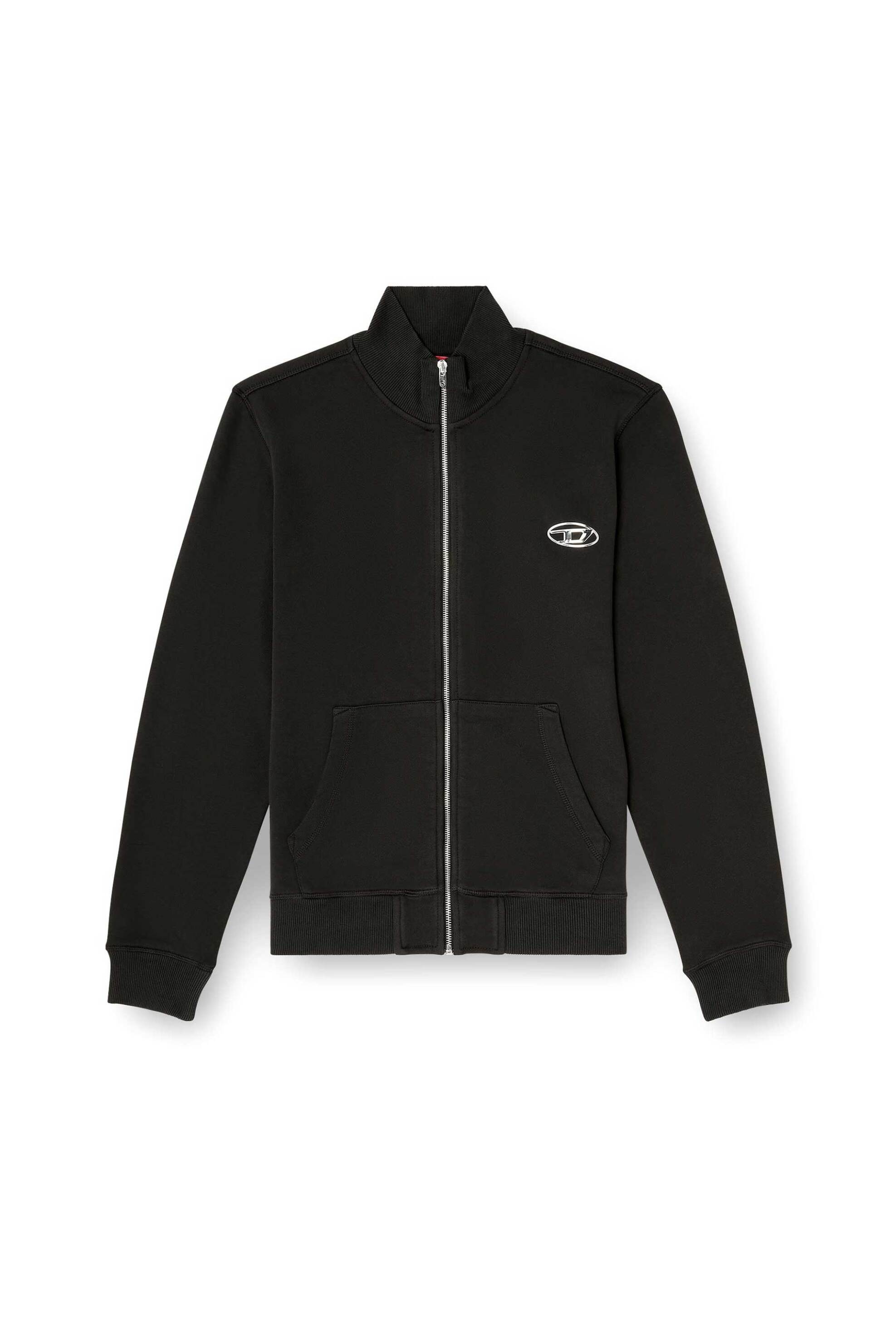 Diesel Ανδρική Ζακέτα Φούτερ με Μεταλλικό Oval D Logo Regular Fit - W26A218730Bkbw Μαύρο