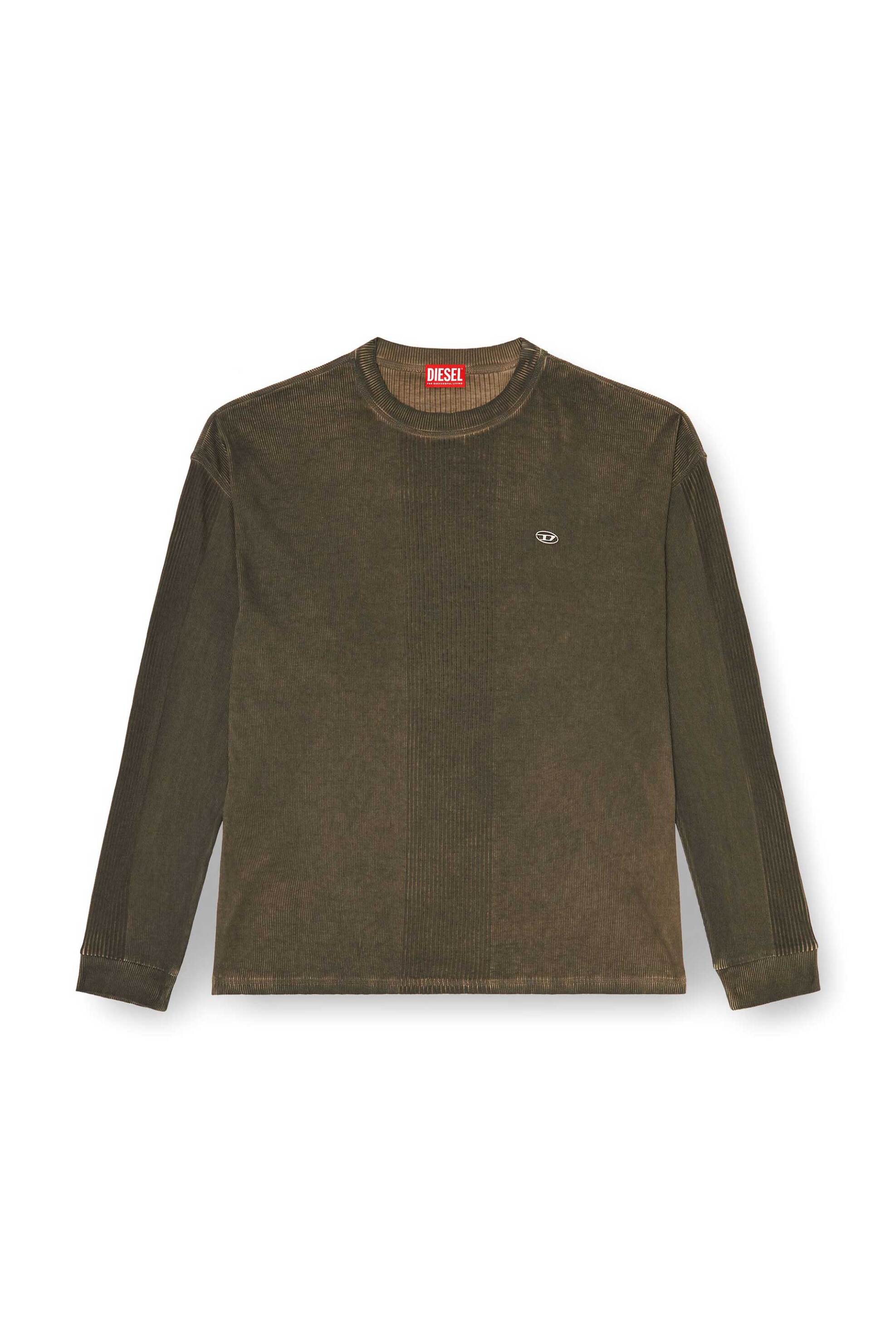 Diesel Ανδρική Μακρυμάνικη Μπλούζα με Ribbed Φάσα Και Oval D Logo Relaxed Fit - W26A226740Njcg Χακί