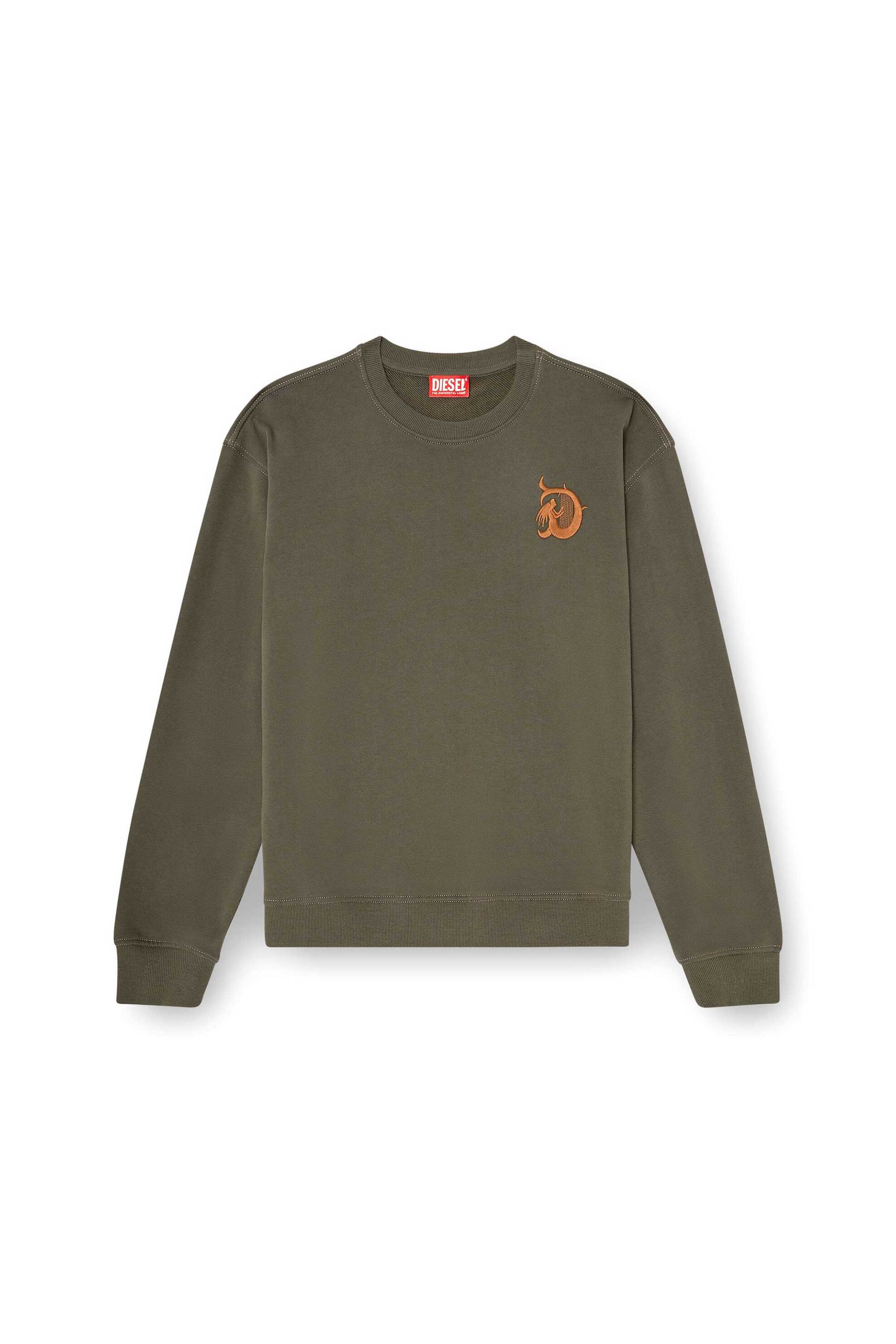Diesel Ανδρική Μπλούζα Φούτερ με Print Regular Fit - W26A230160Efbu Χακί