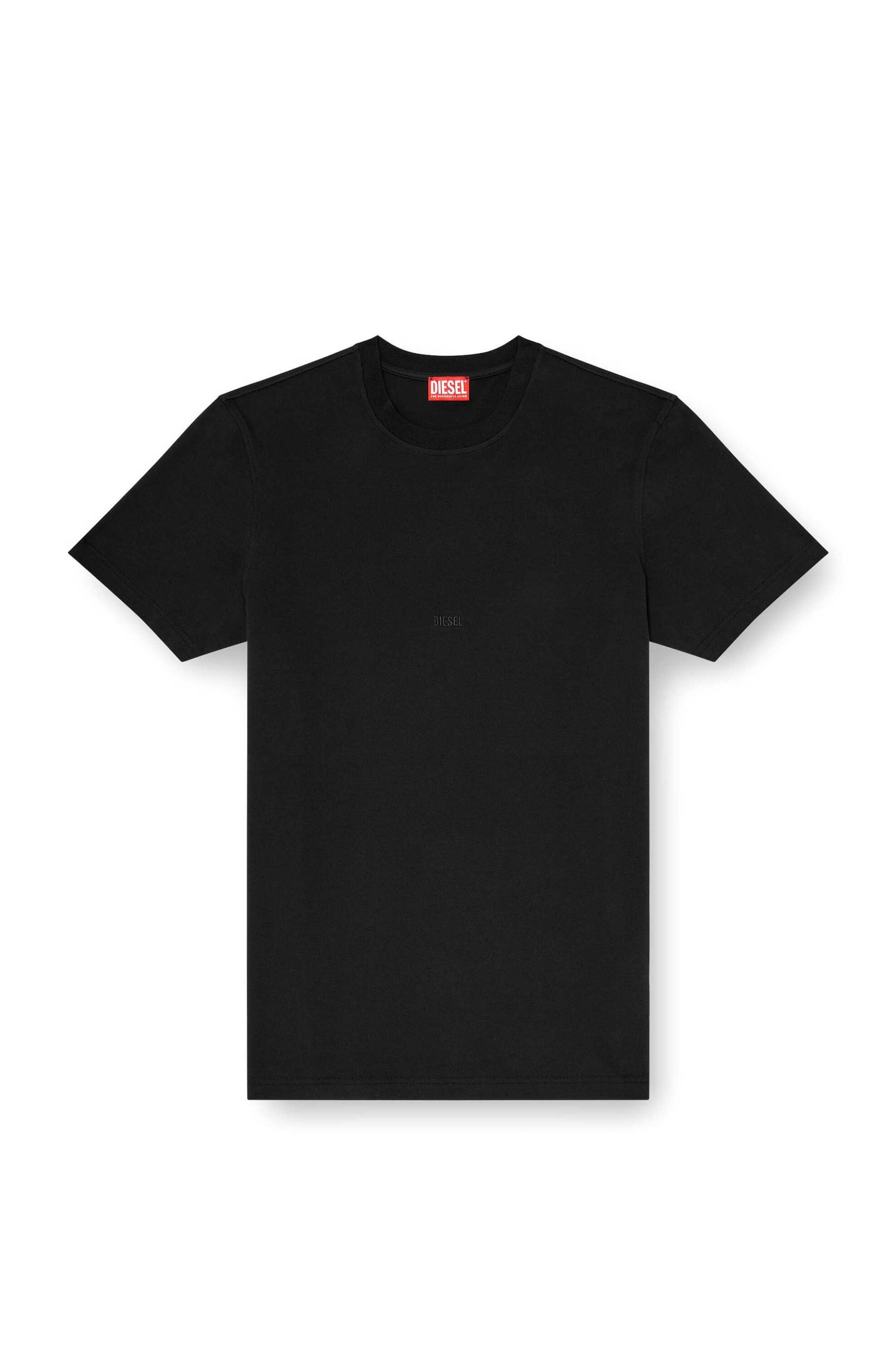 Diesel Ανδρικό T-Shirt με Κεντημένο Ton-Sur-Ton Λογότυπο Regular Fit - W26A240720Cjcu Μαύρο