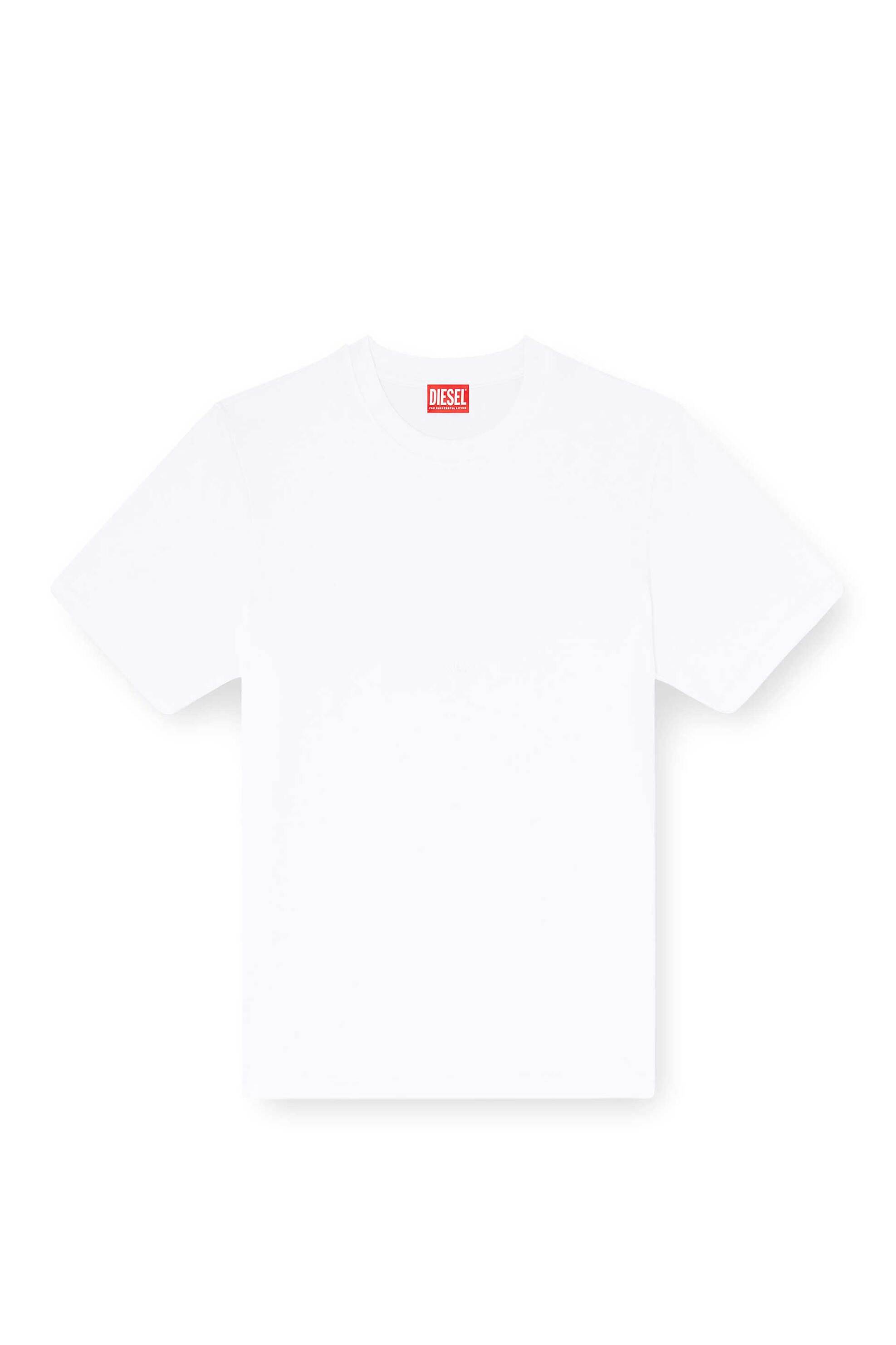 Diesel Ανδρικό T-Shirt με Κεντημένο Ton-Sur-Ton Λογότυπο Regular Fit - W26A240720Cjcu Λευκό