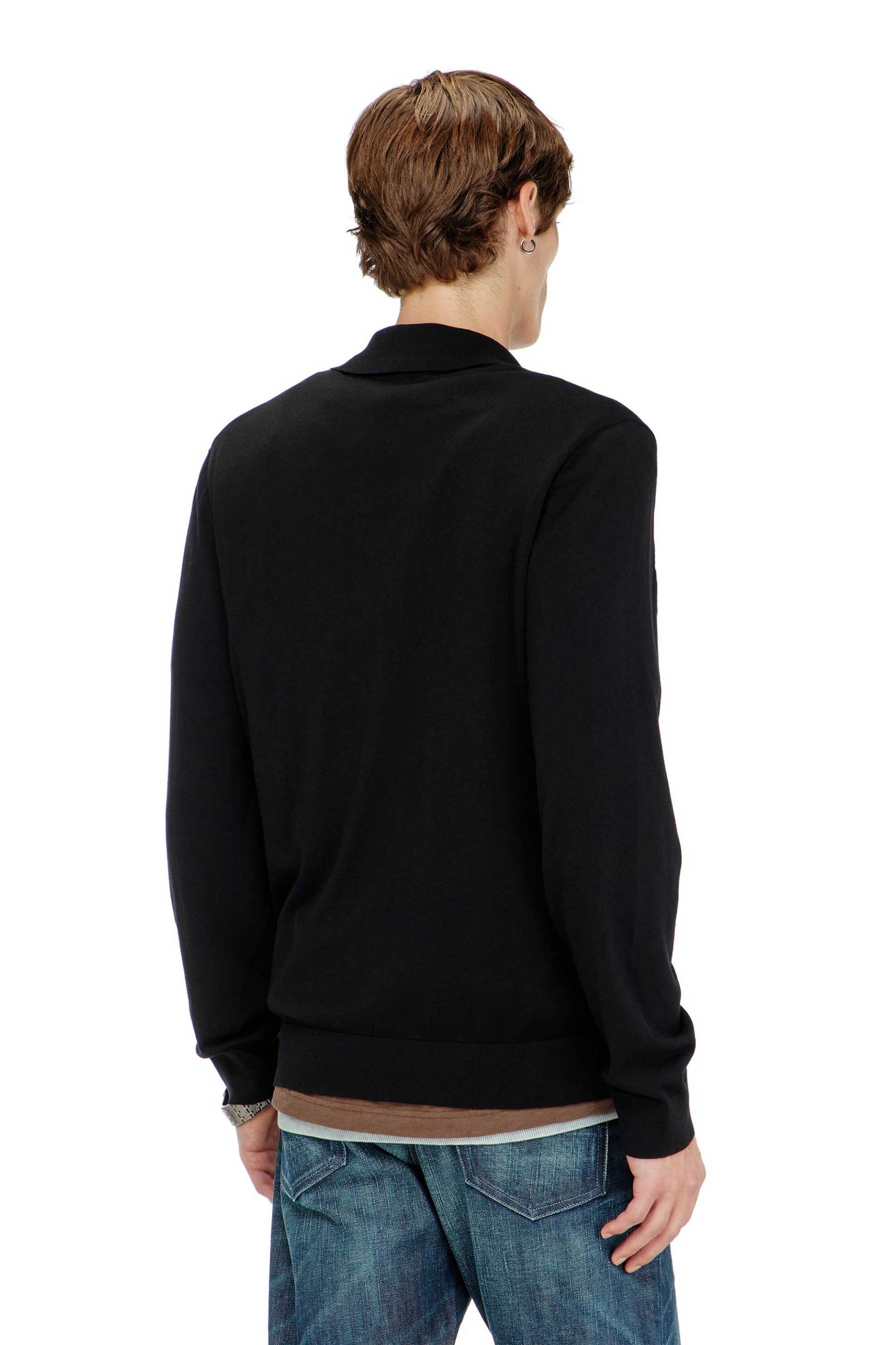 Diesel Ανδρική Μπλούζα Πόλο με Μετάξι Και Oval D Logo Regular Fit - W26A241800Agcf Μαύρο
