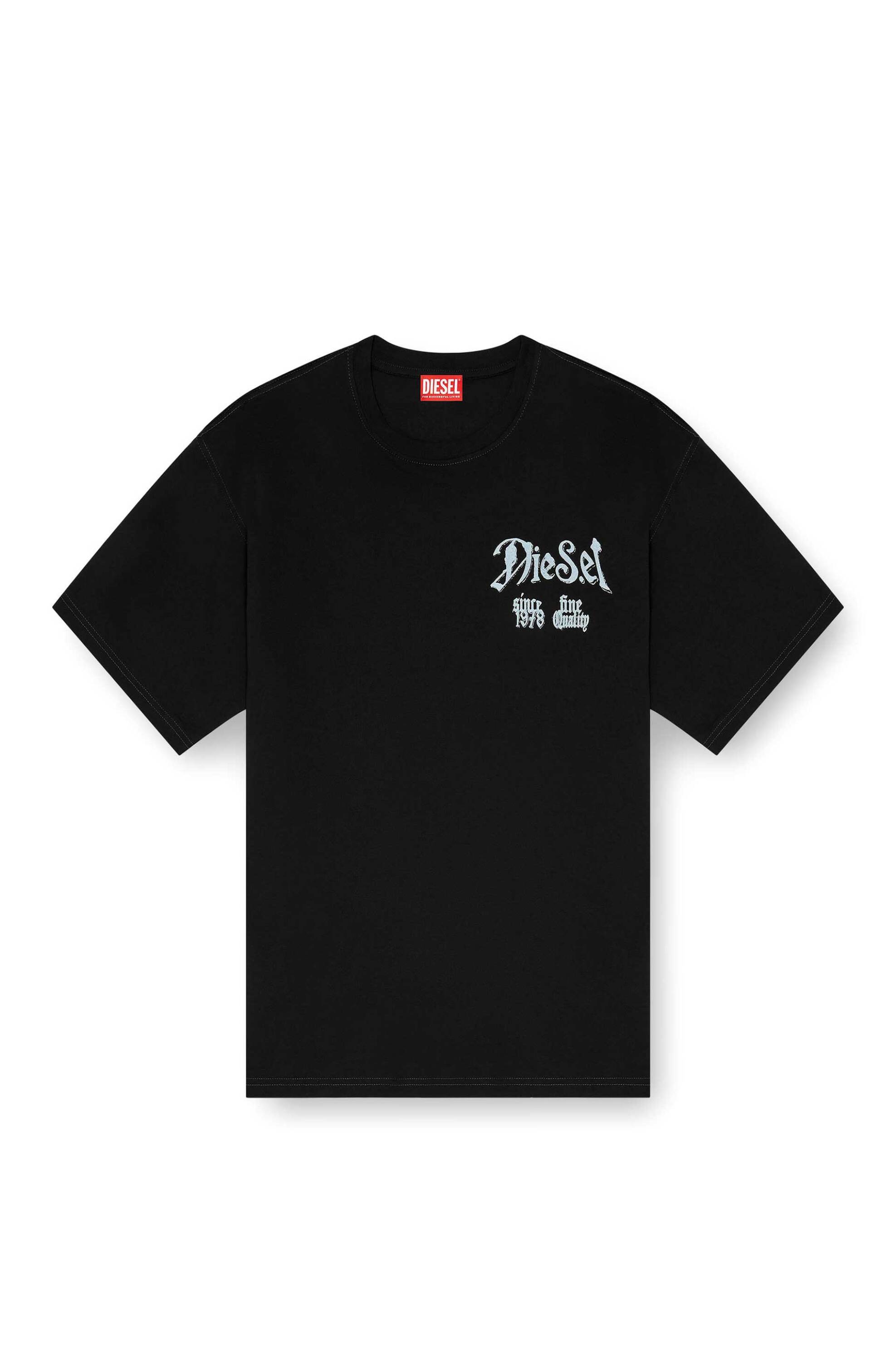 Diesel Ανδρικό T-Shirt με Print Relaxed Fit - W26A222440Qiam Μαύρο