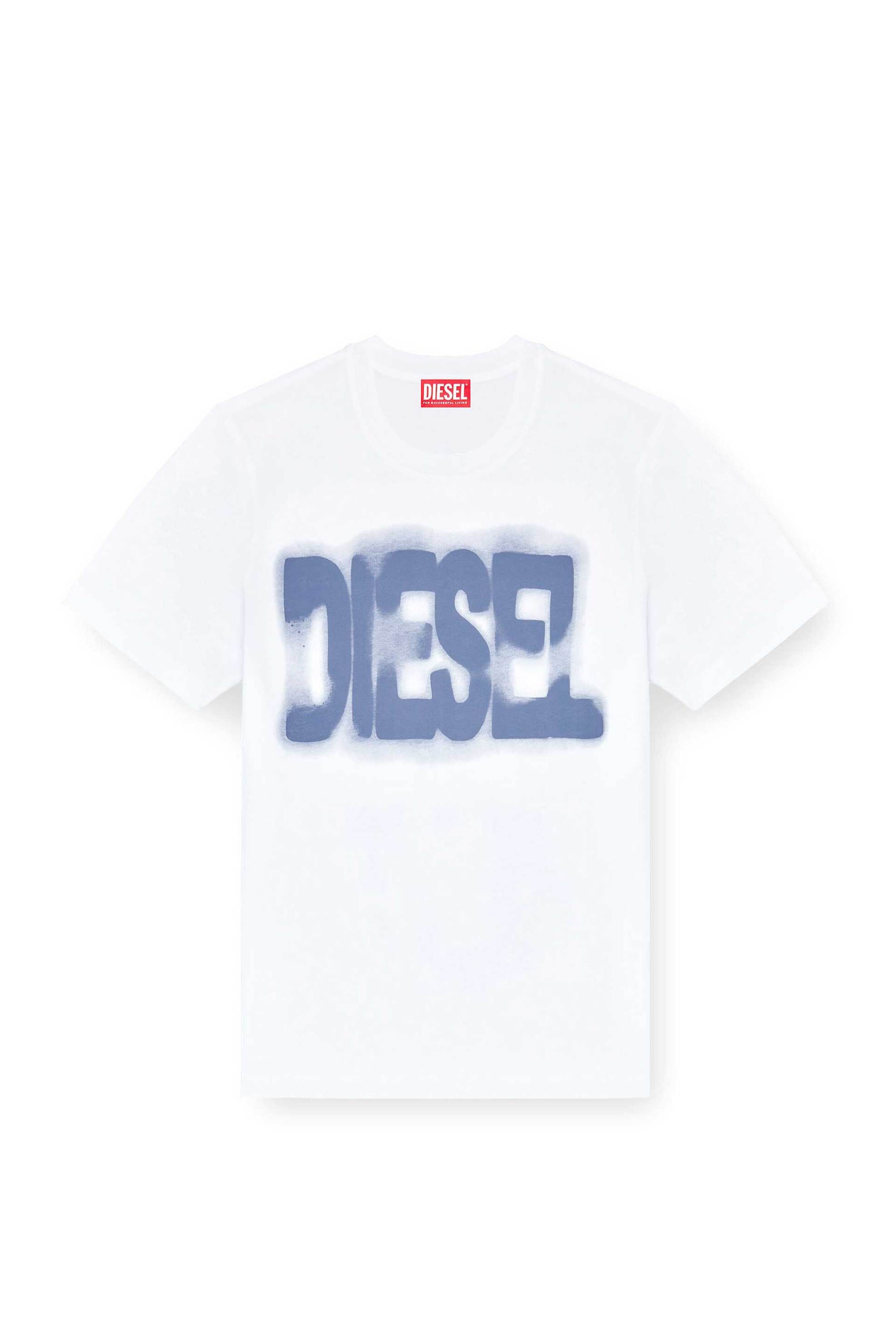 Diesel Ανδρικό T-Shirt με Graphic Logo Print Regular Fit - W26A251230Qiam Λευκό