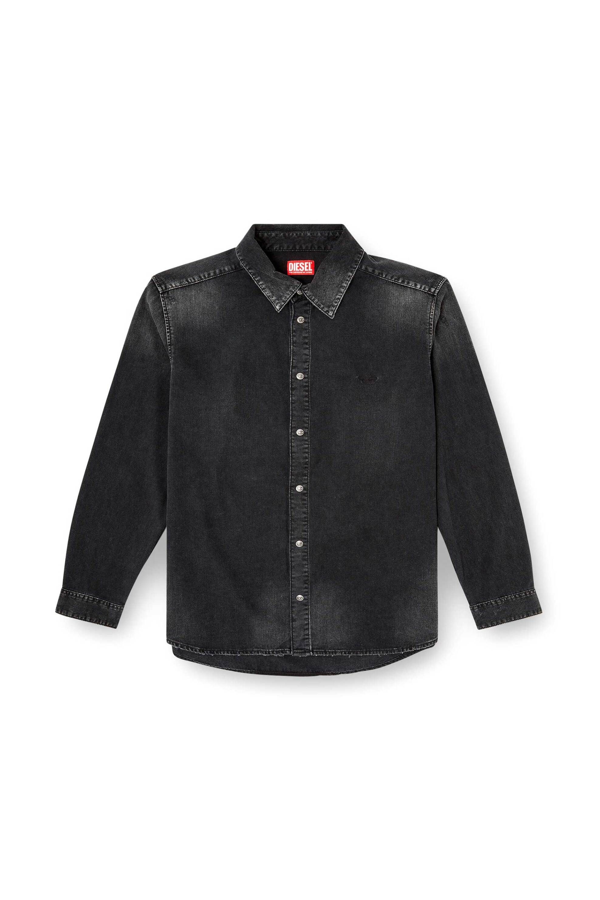 Diesel Ανδρικό Denim Πουκάμισο με Κεντημένο Monogram Regular Fit - W26A035340Dbdc Μαύρο