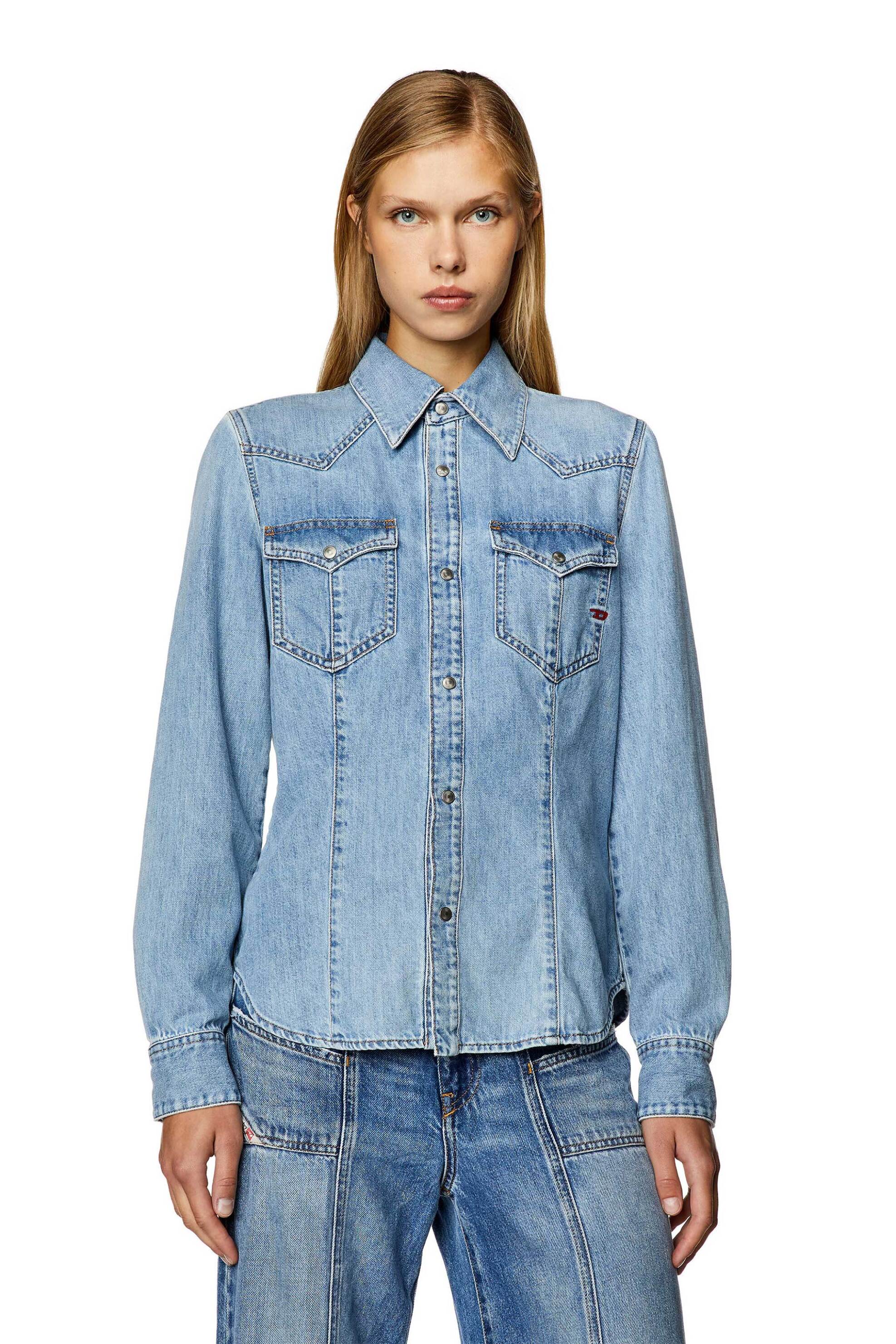 DIESEL Diesel γυναικείο denim πουκάμισο Straight Fit "De-Waves" - S24A09966068KC Denim Blue Ανοιχτό