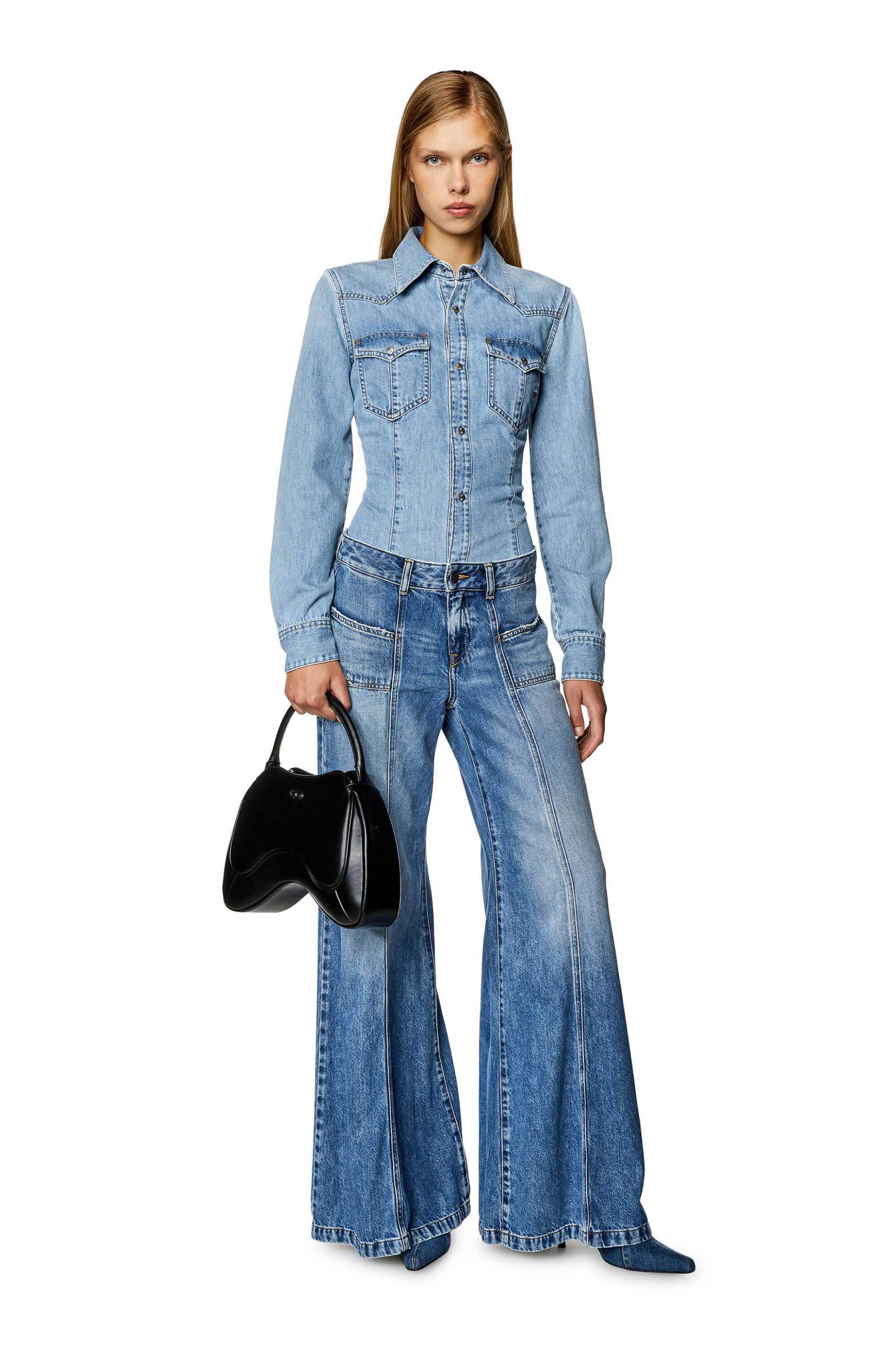 DIESEL Diesel γυναικείο denim πουκάμισο Straight Fit "De-Waves" - S24A09966068KC Denim Blue Ανοιχτό - 3