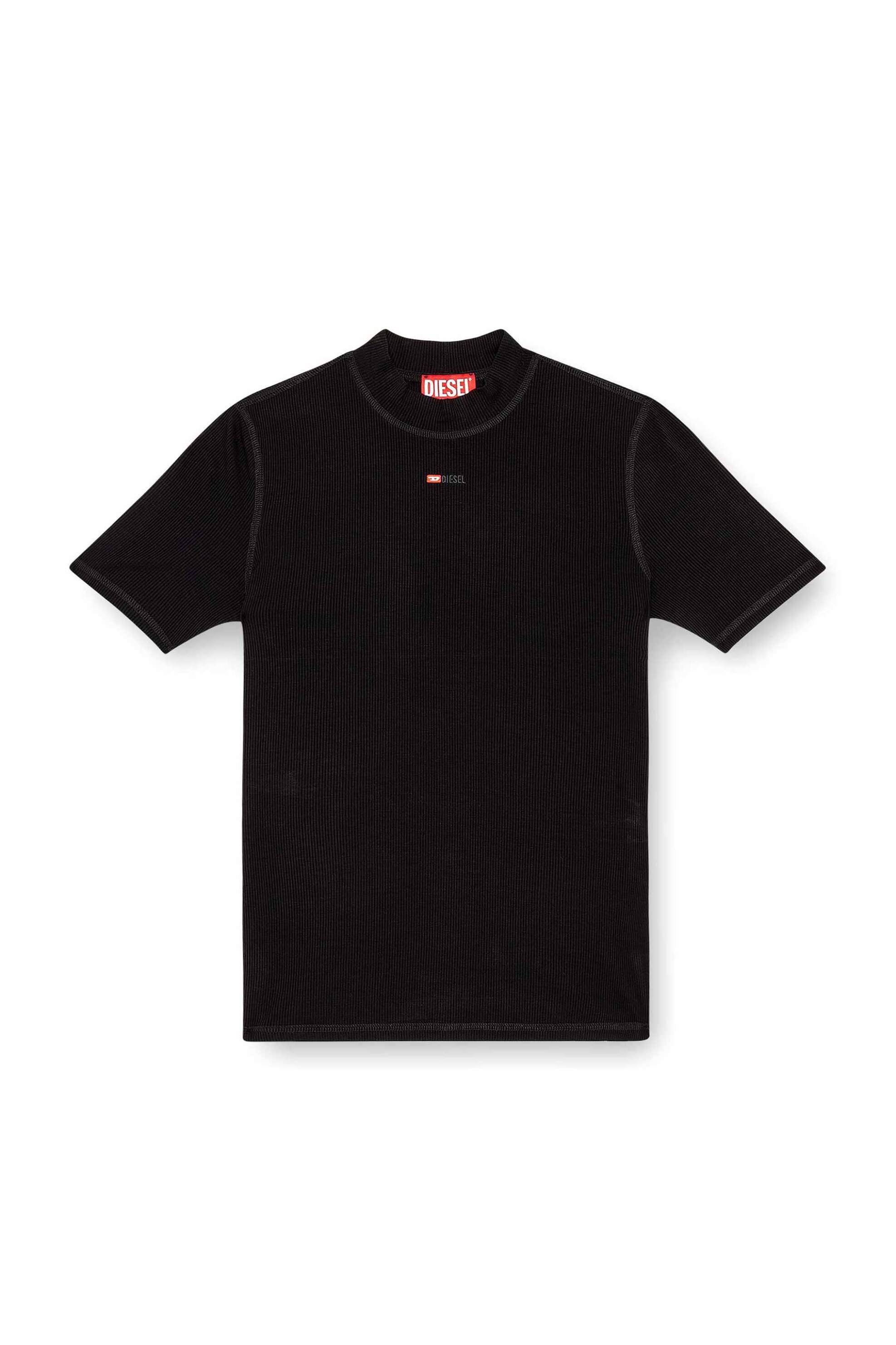 Diesel γυναικείο T-shirt ribbed μονόχρωμο με λογότυπο Slim Fit ''T-Mokky-Microdiv'' - W24A103980BLAN Μαύρο φωτογραφία